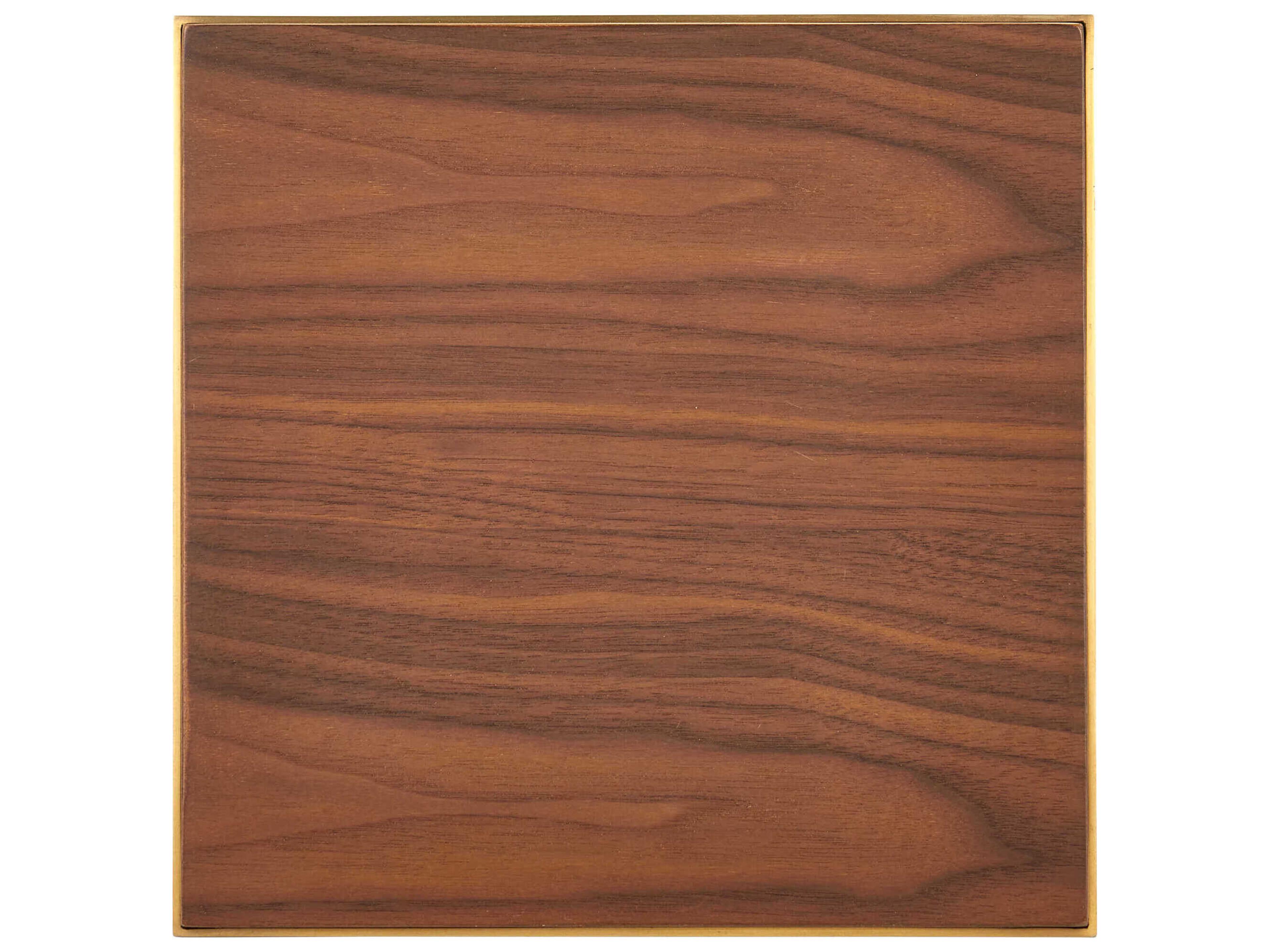 Currey & Company Maeve Square Wood Brushed Brass Walnut End Table