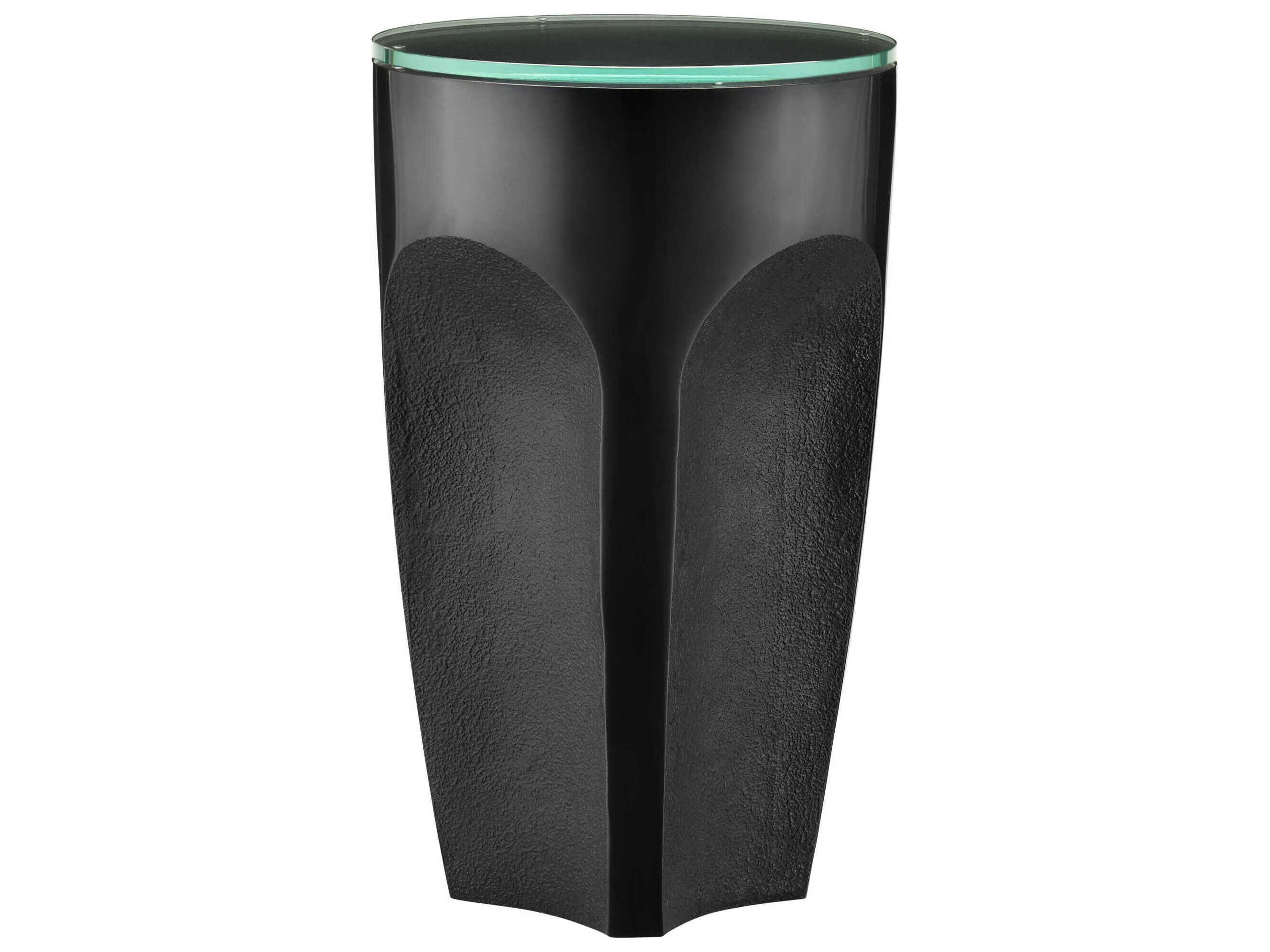 Lemy Round Glass Black End Table