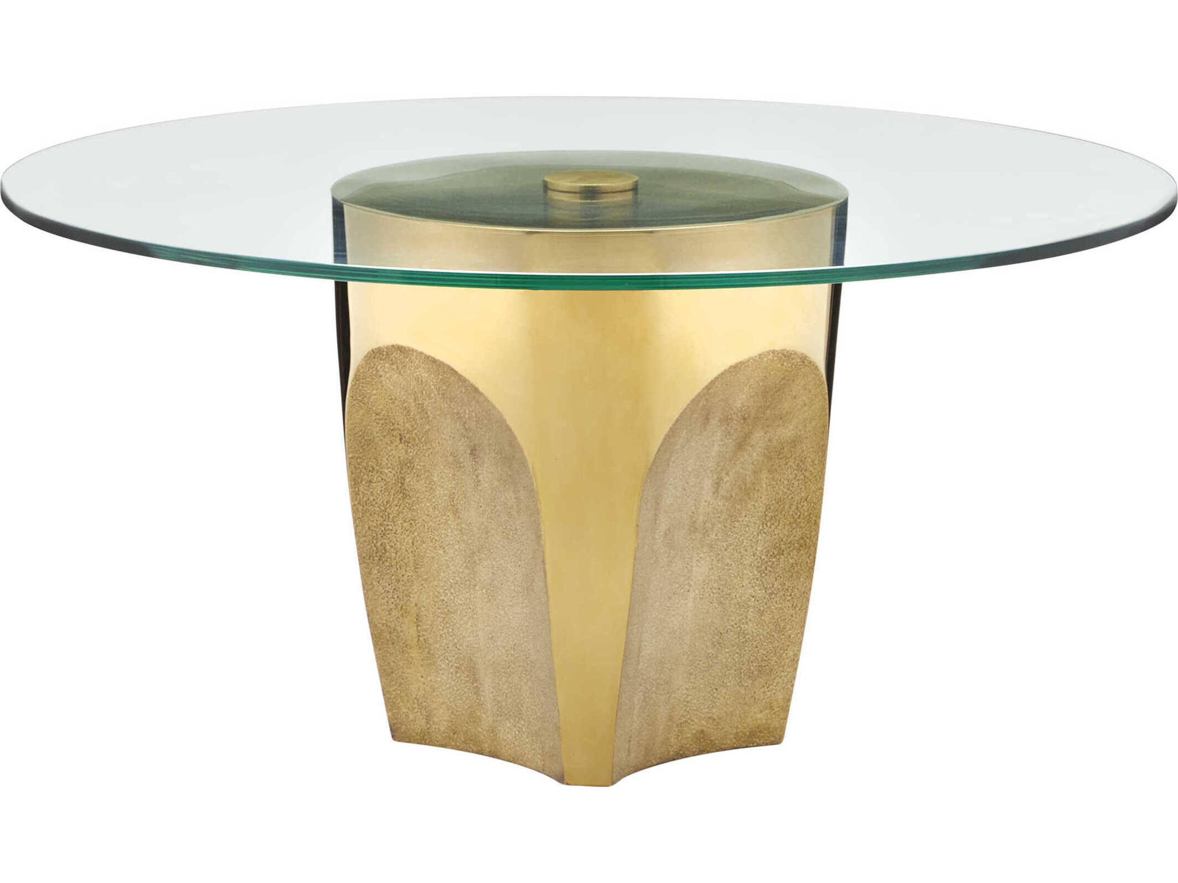 Lemy Round Glass Polished Brass Coffee Table