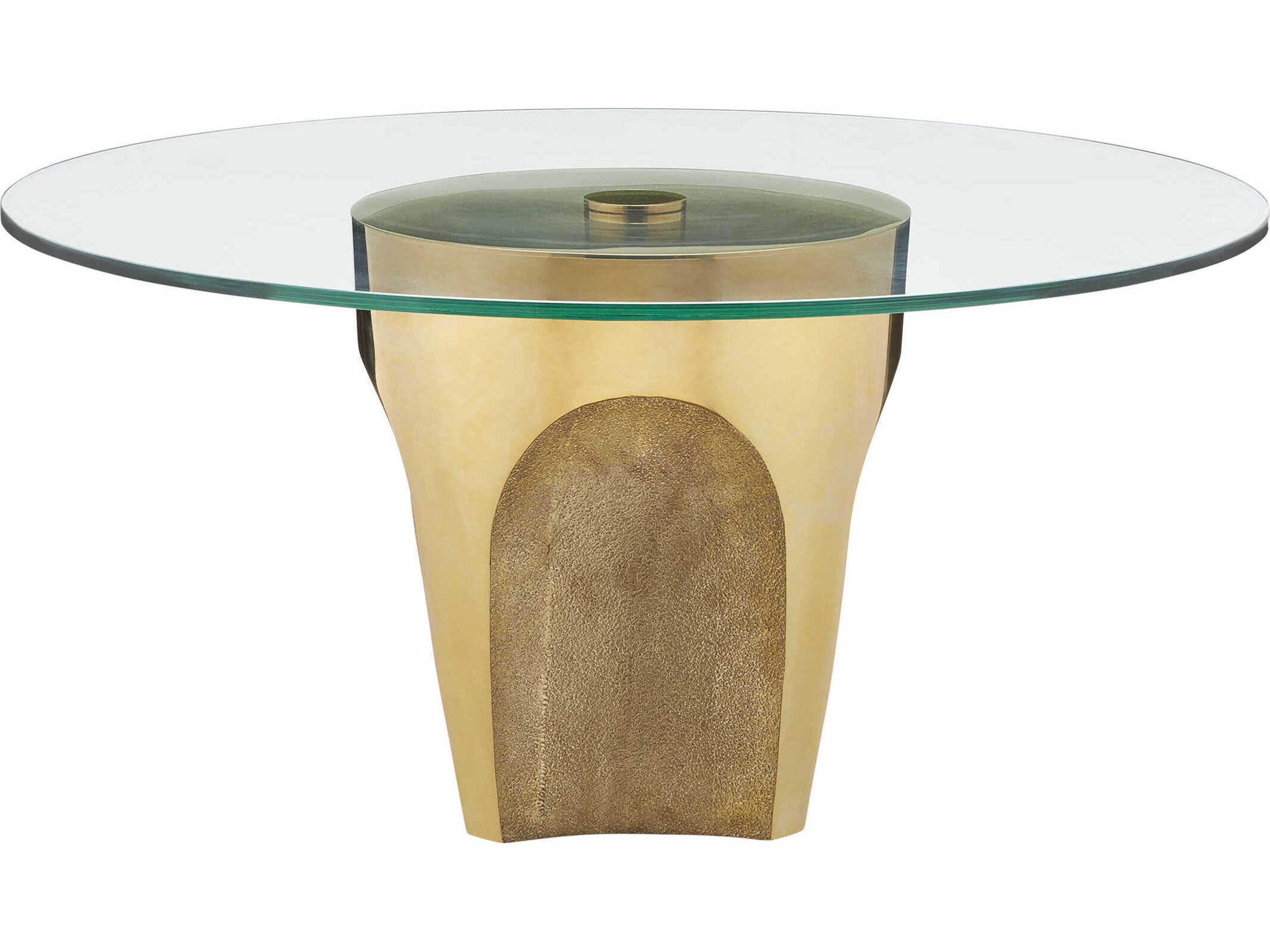 Currey & Company Lemy Round Glass Polished Brass Coffee Table