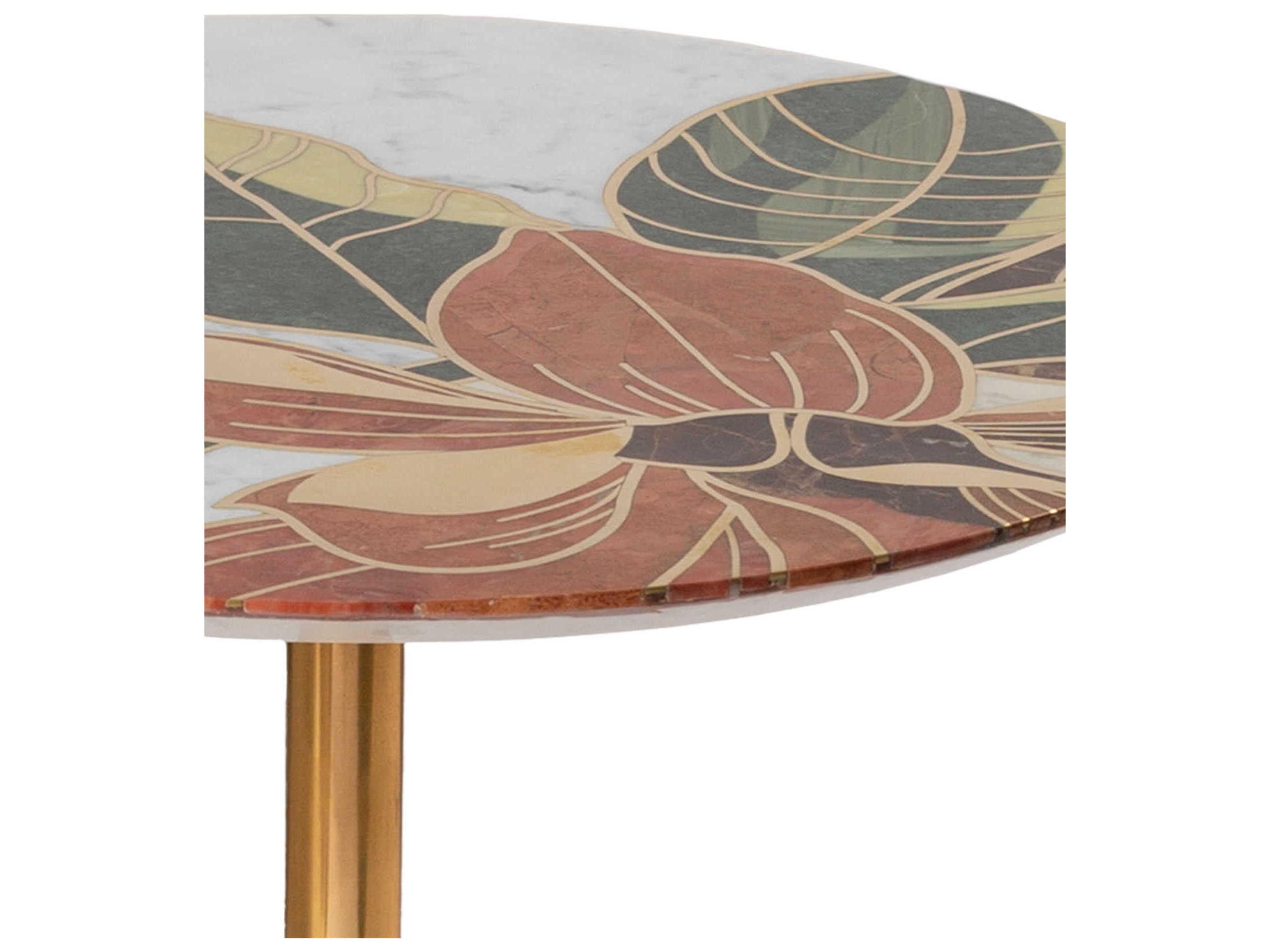 Currey & Company Roselle Round Marble Natural Brass End Table