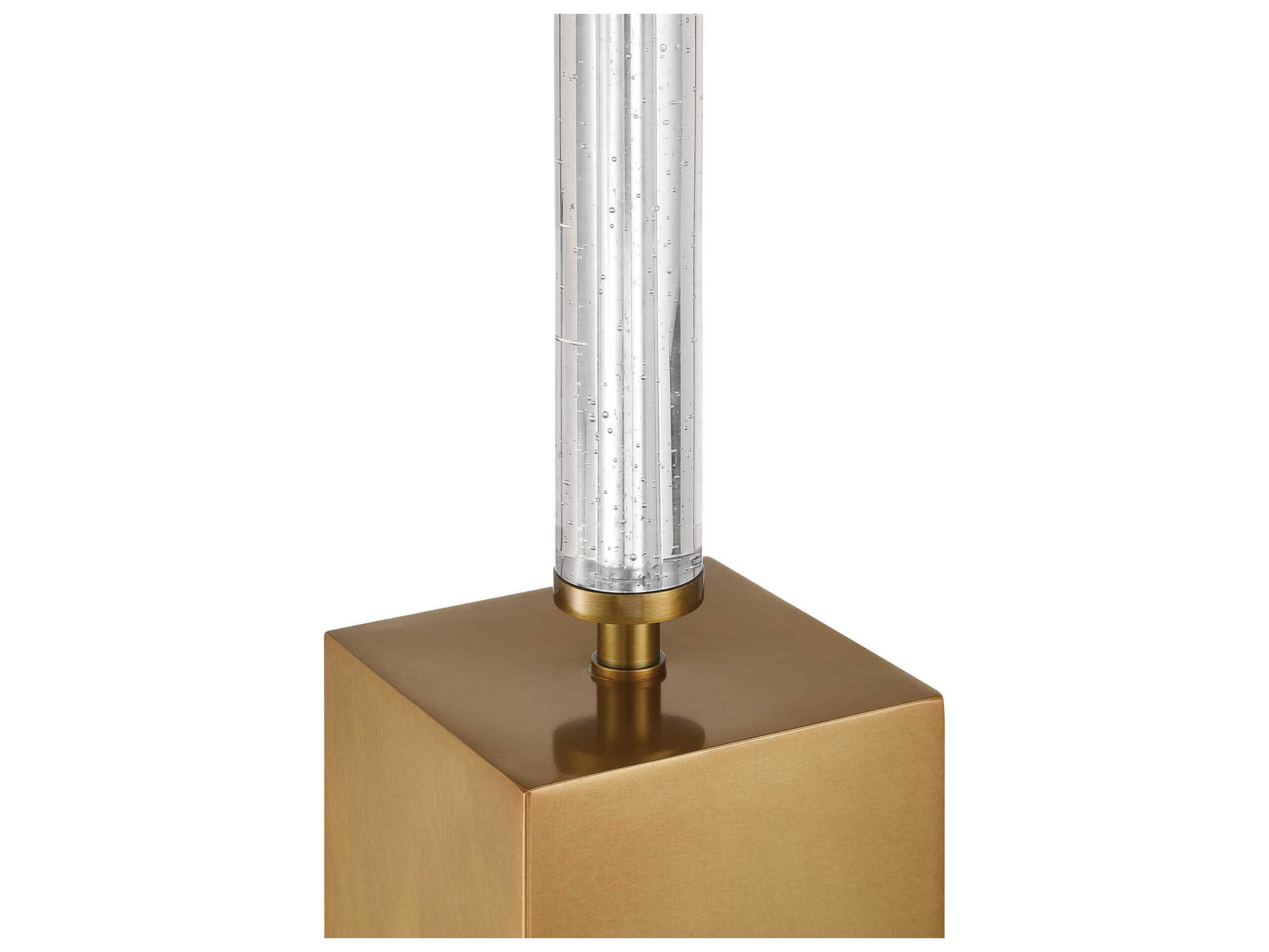 Currey & Company Desiree Square Clear Antique Brass End Table