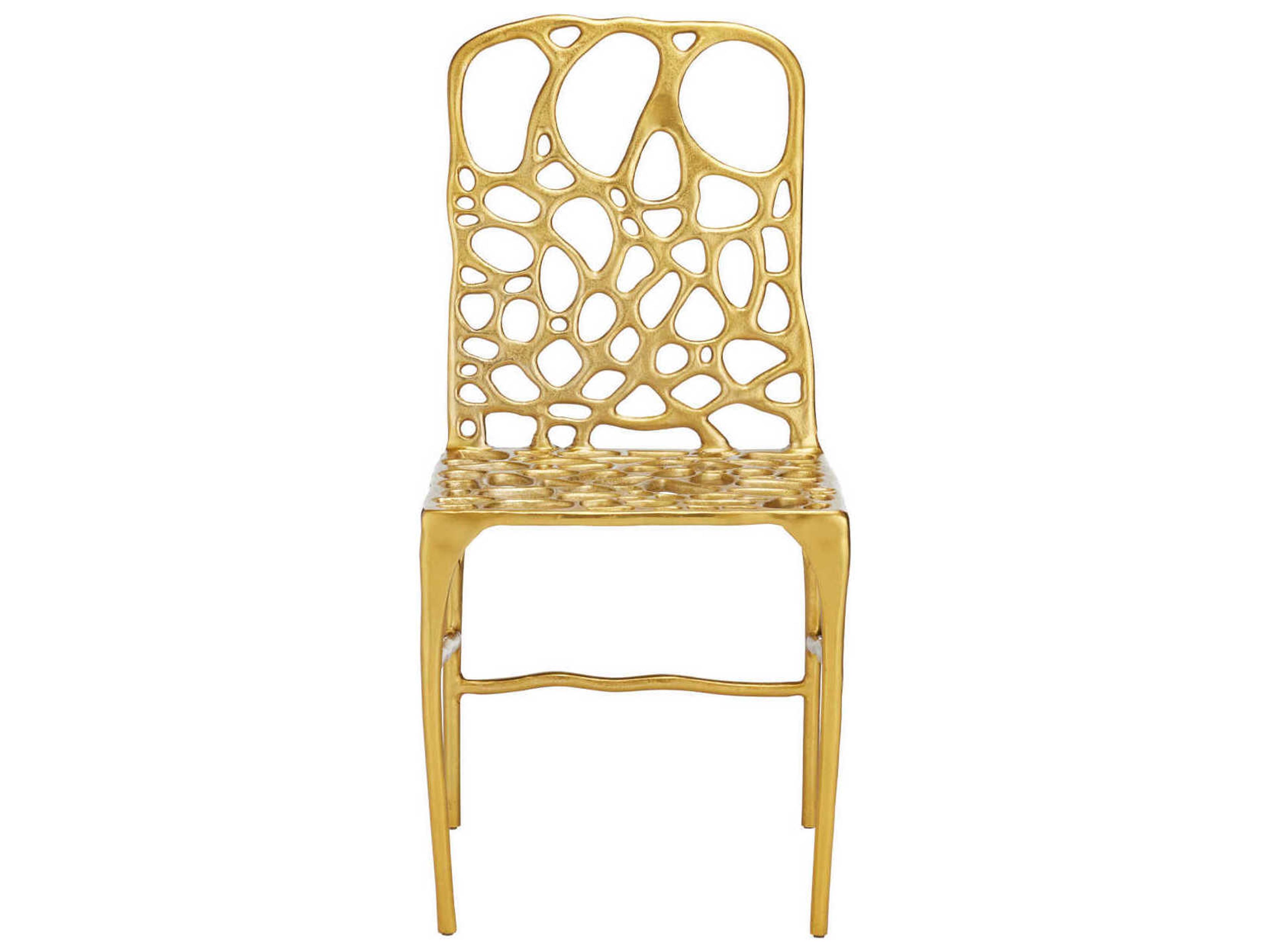 Currey & Company Honeycomb Gold Side Chair