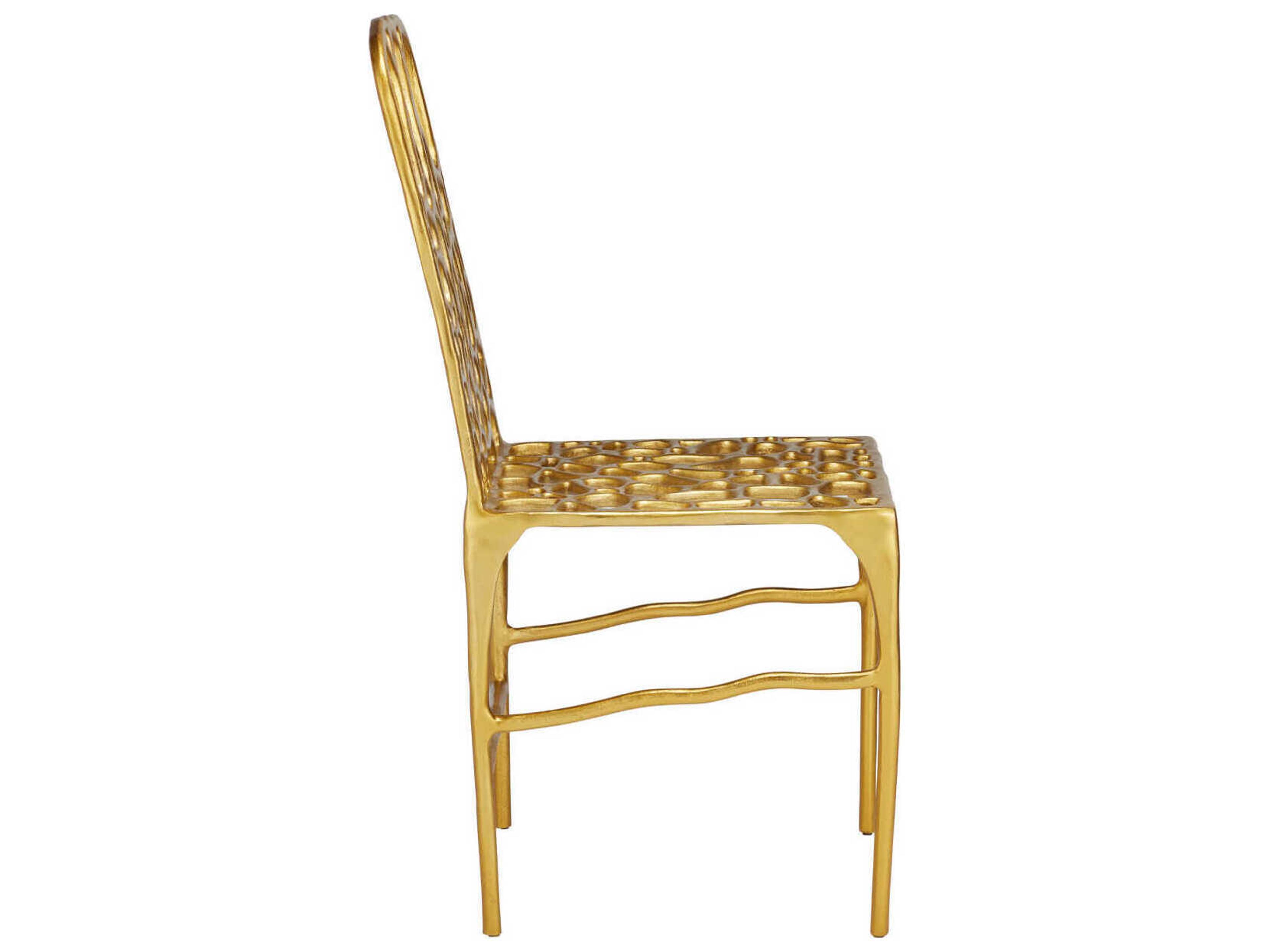Currey & Company Honeycomb Gold Side Chair