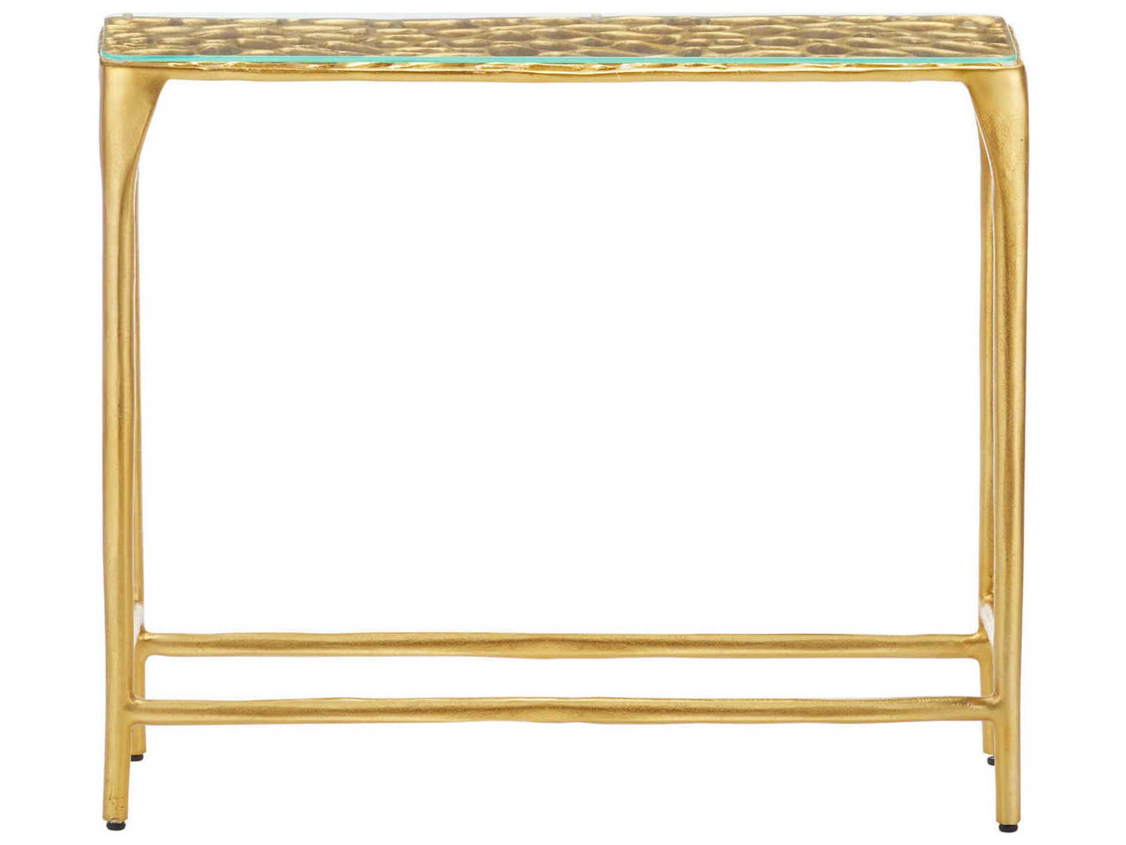Currey & Company Honeycomb Gold Console Table