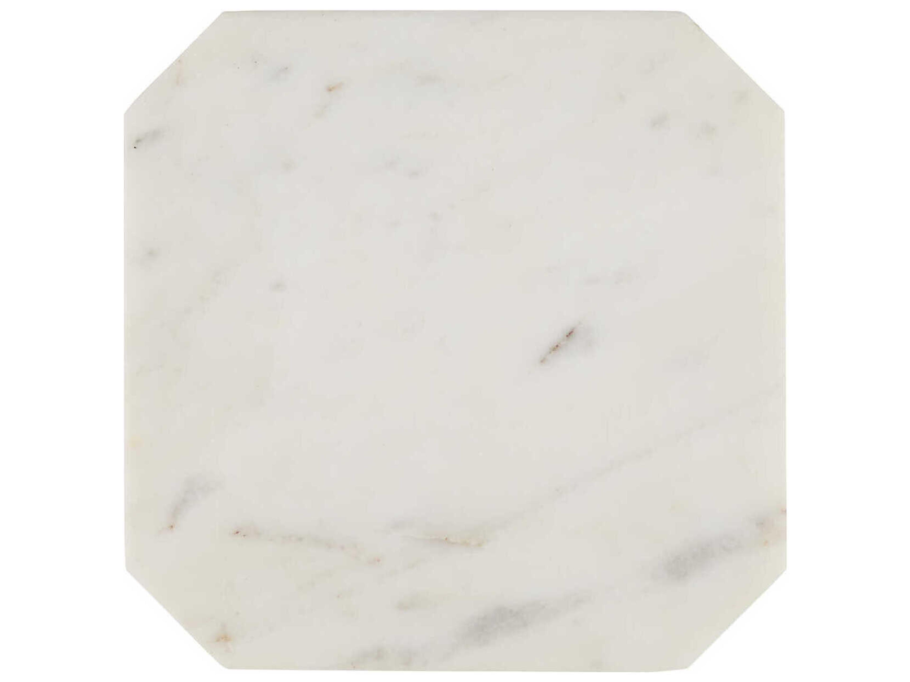 Currey & Company Ocho Square Marble White Antique Brass End Table