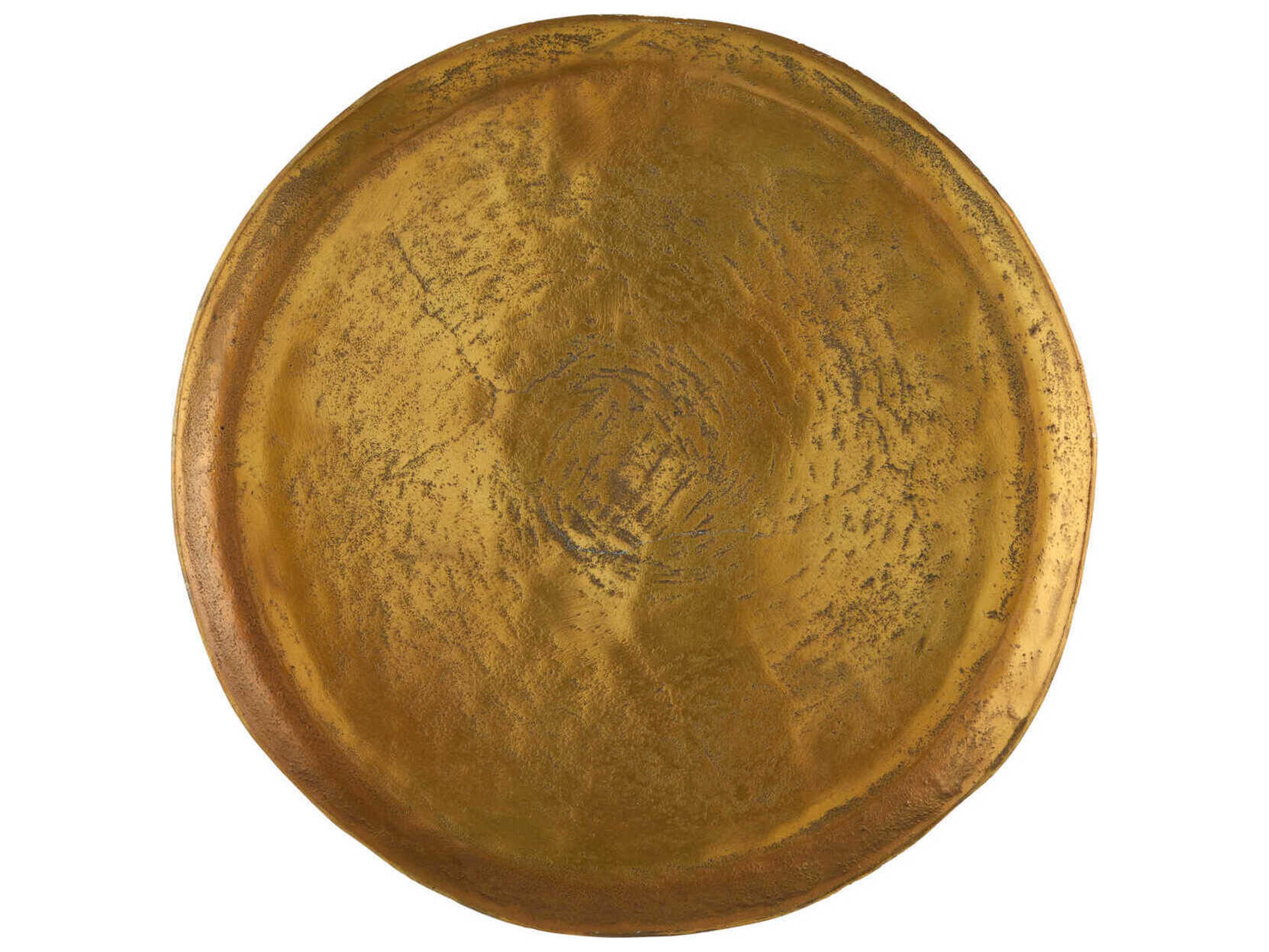 Currey & Company Ballyregan Round Metal Antique Brass End Table