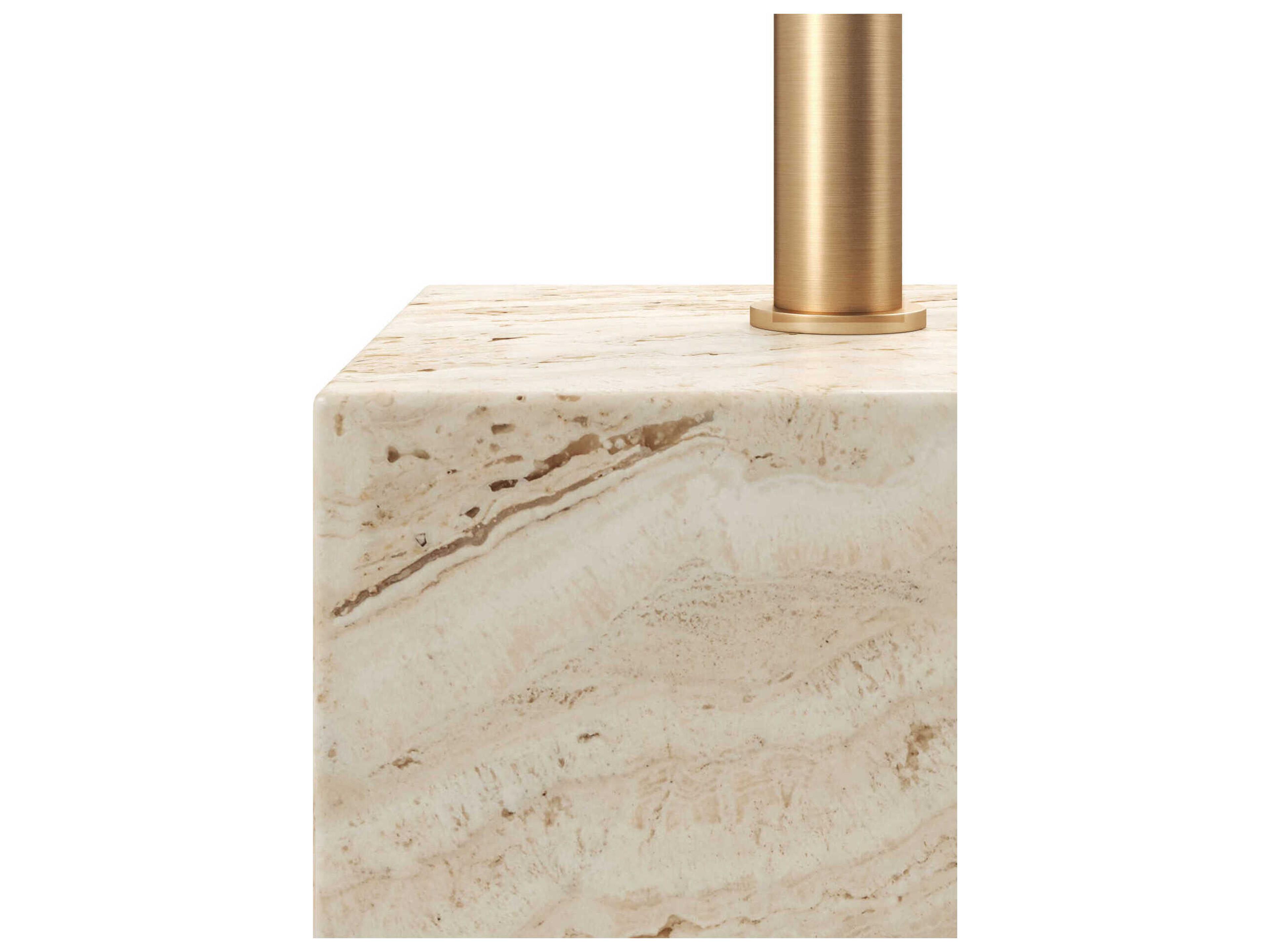 Currey & Company Prado Round Stone Natural Polished Brass End Table