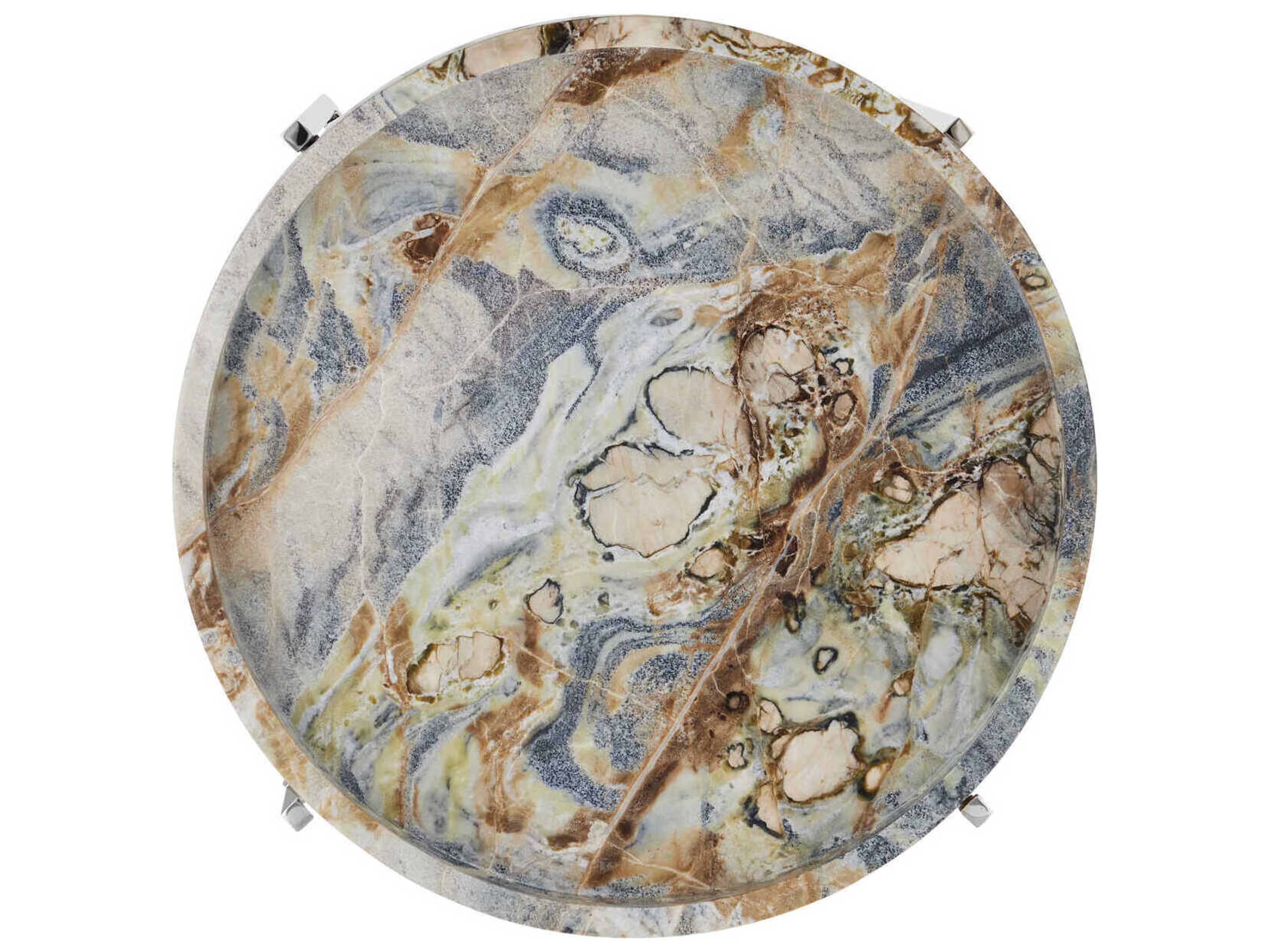 Currey & Company Freya Floral Jade Marble End Table