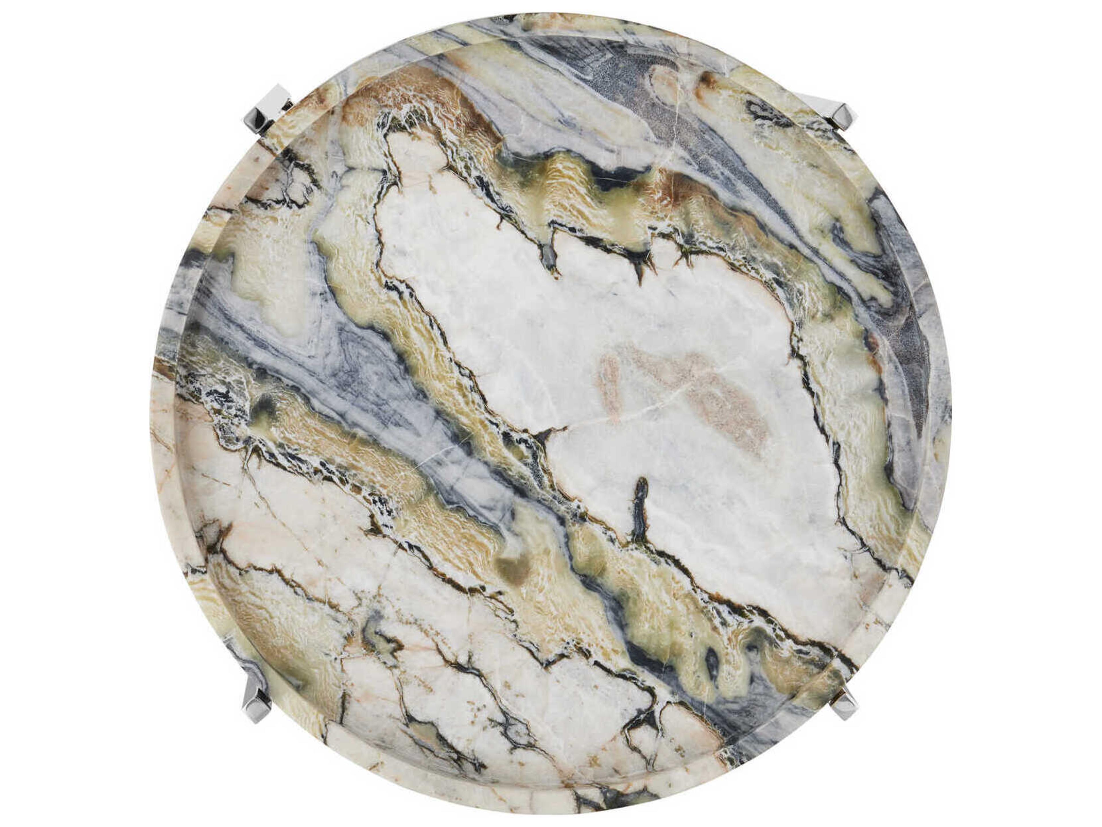 Currey & Company Freya Floral Jade Marble End Table