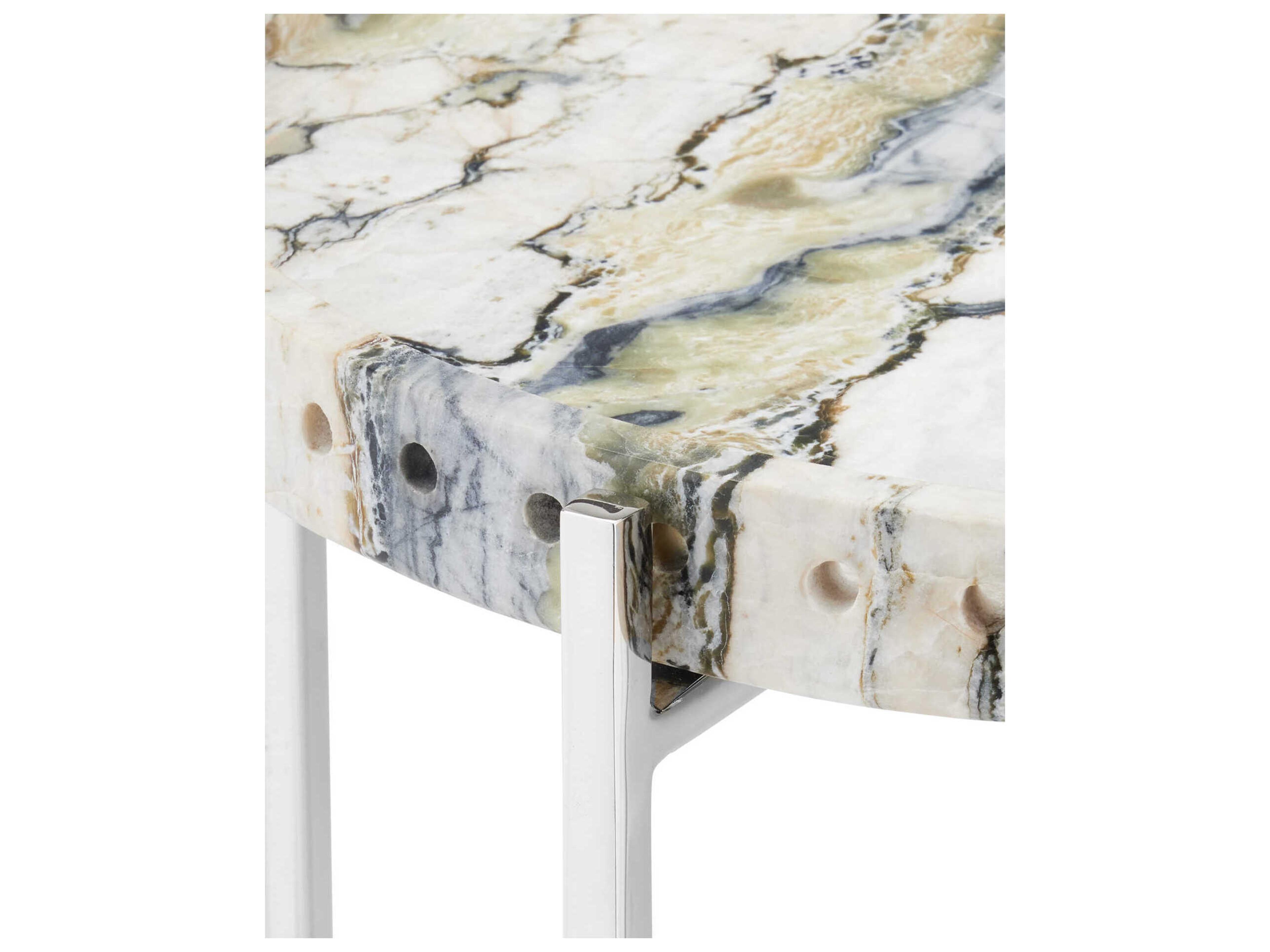 Currey & Company Freya Floral Jade Marble End Table