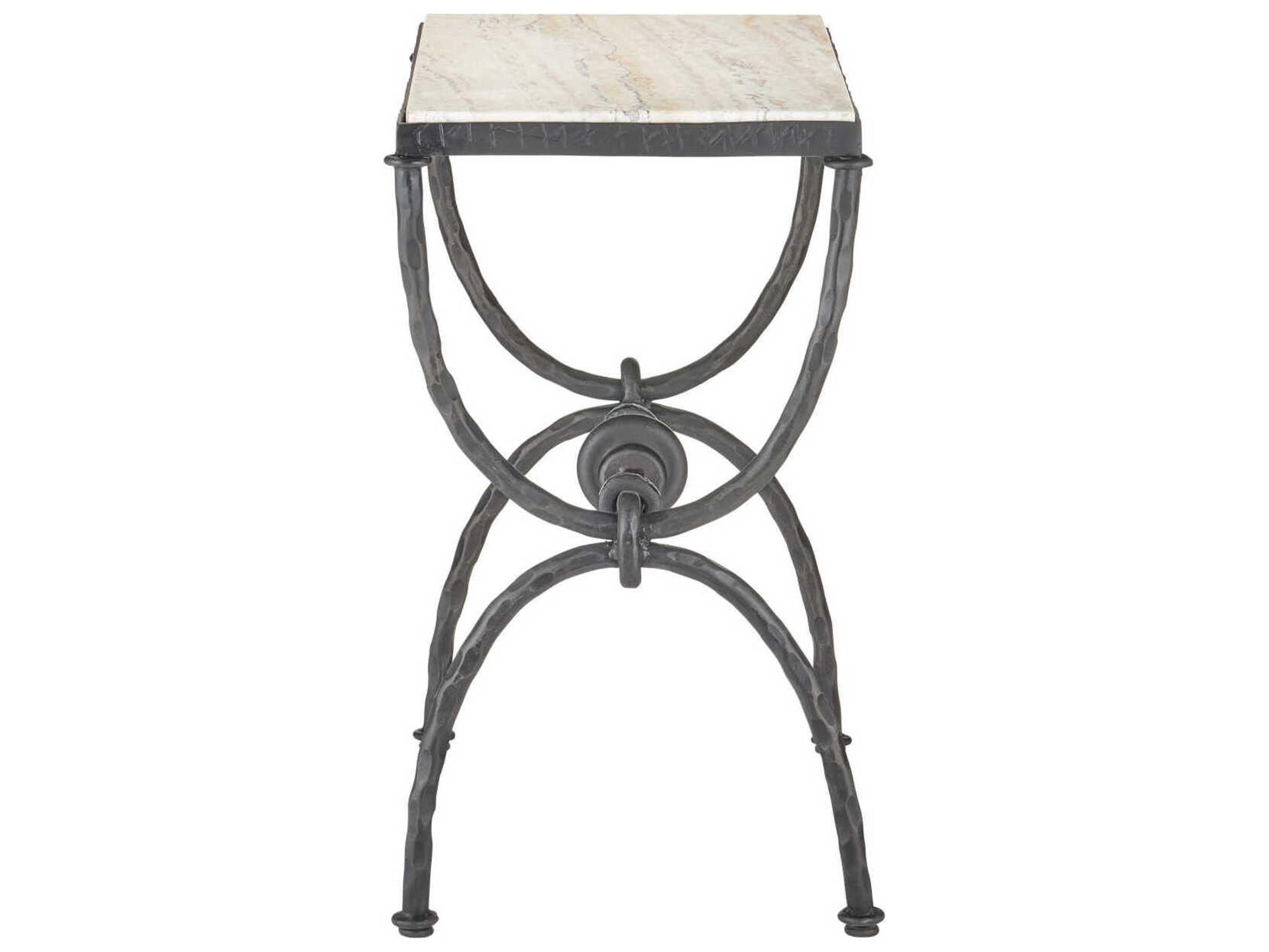 Currey & Company Agora White Travertine End Table