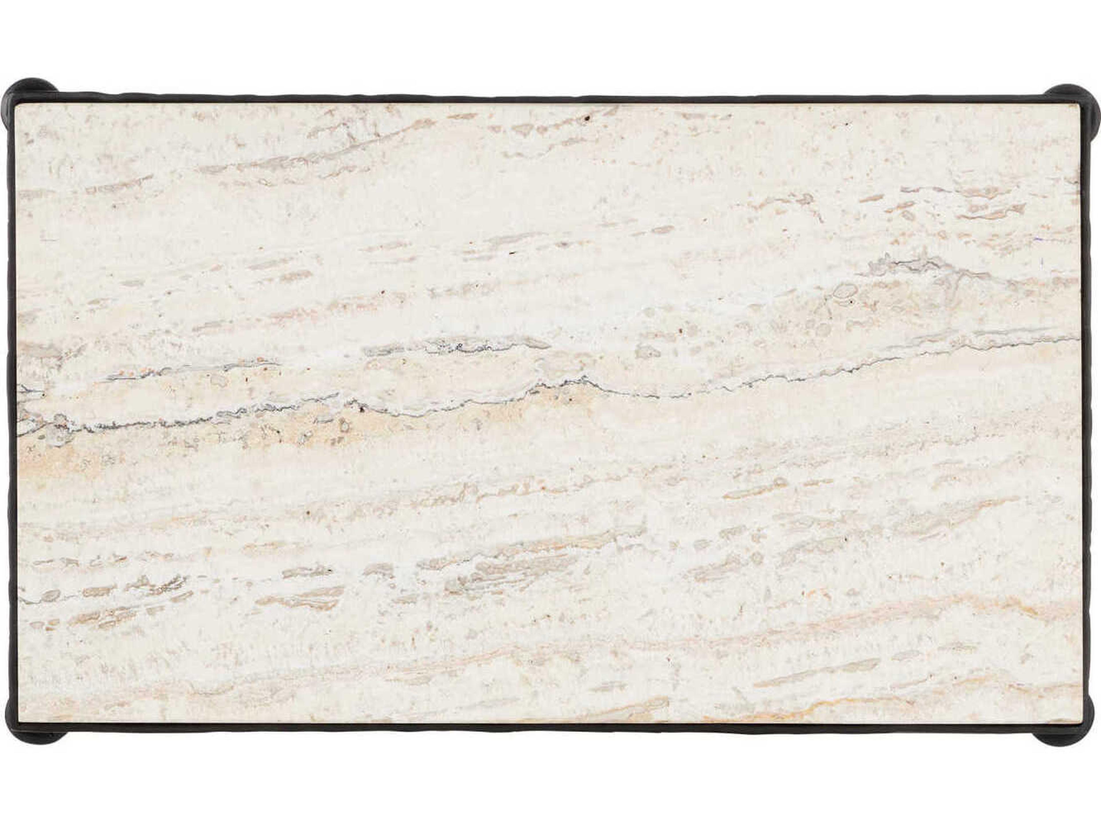 Currey & Company Agora White Travertine End Table