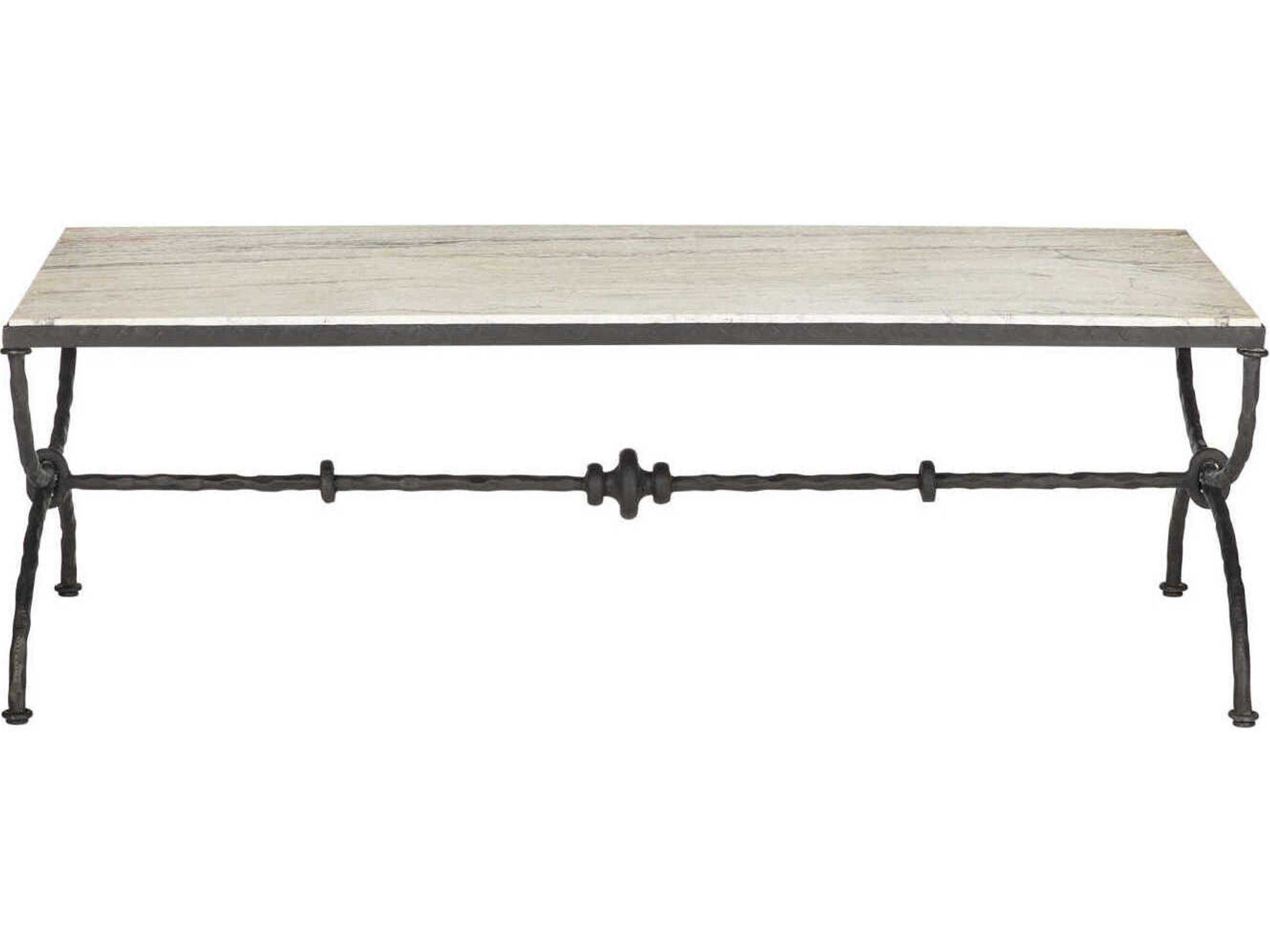 Currey & Company Agora White Travertine Coffee Table