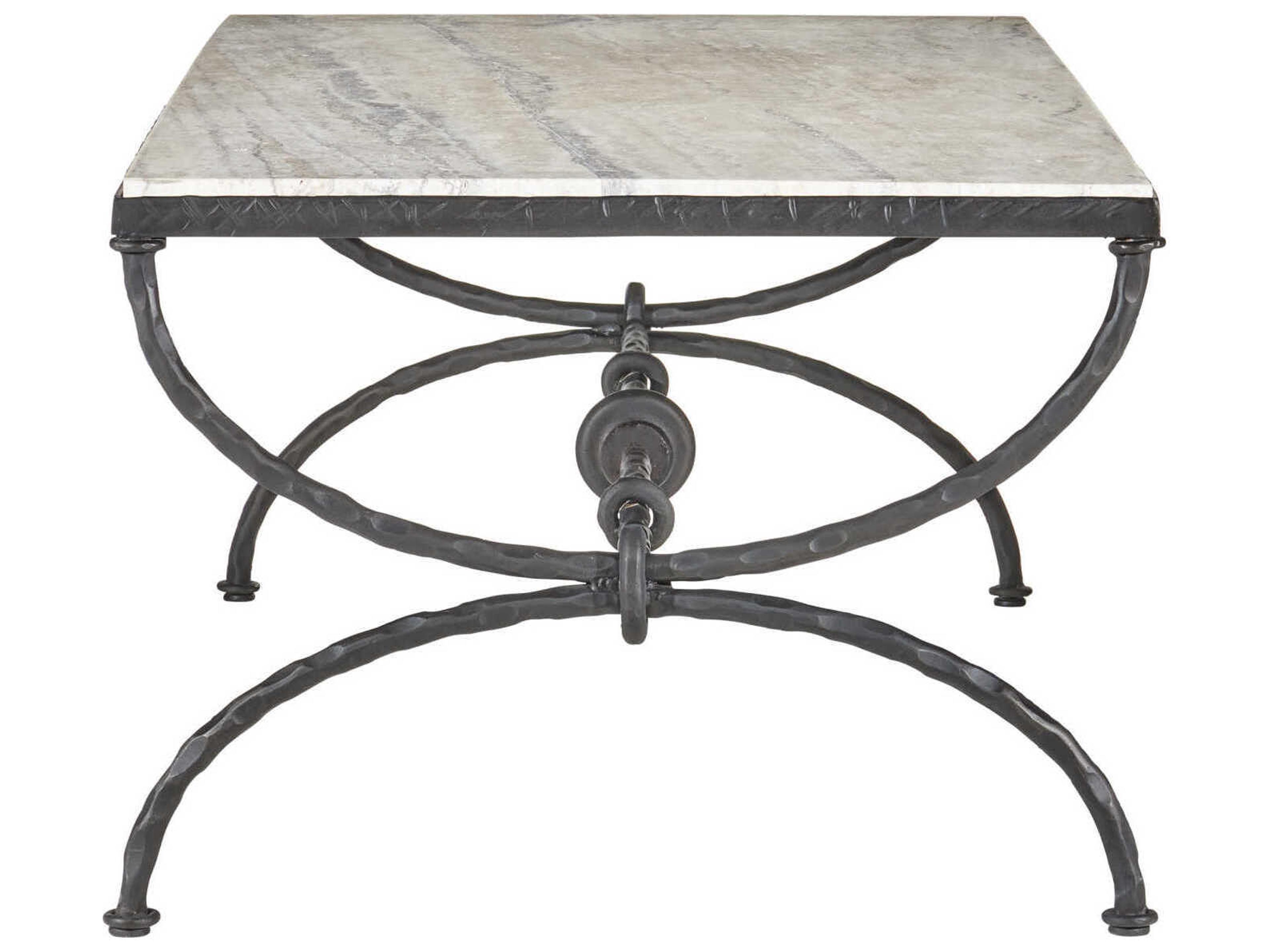 Currey & Company Agora White Travertine Coffee Table