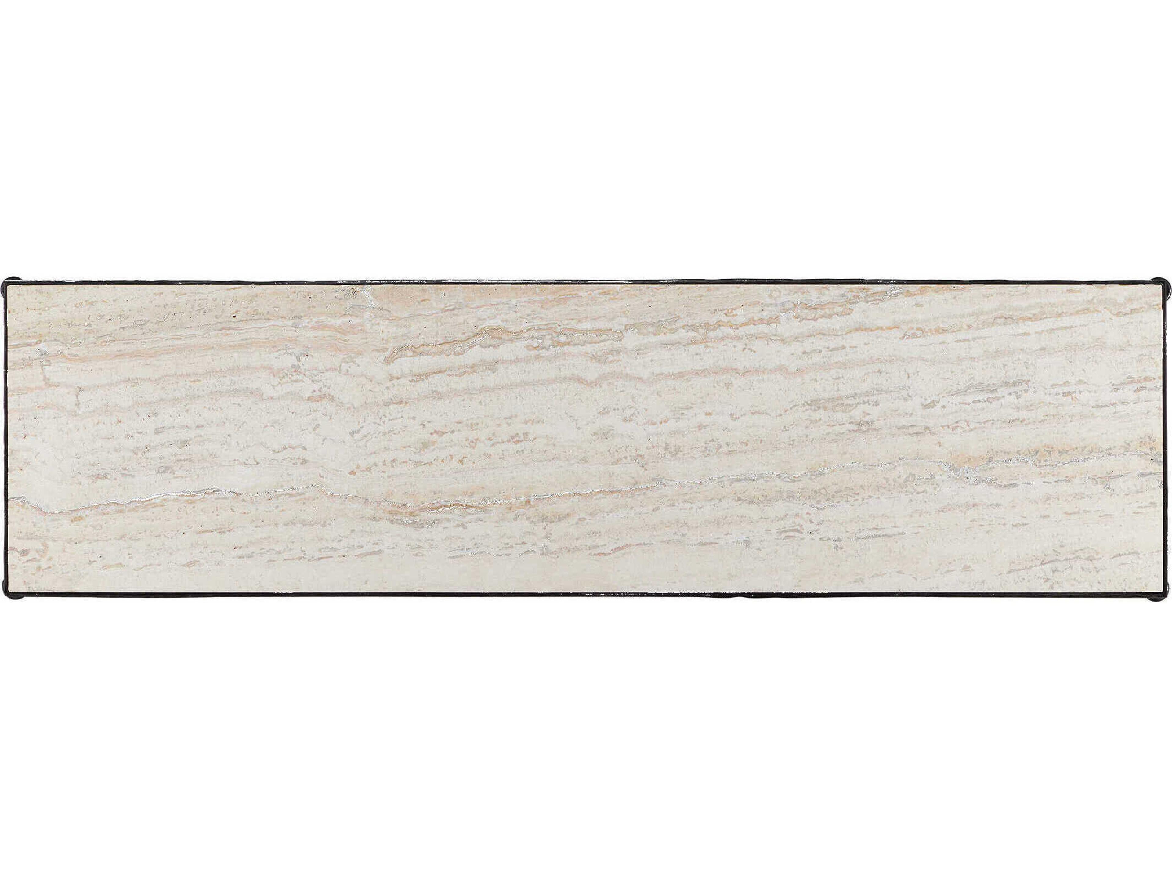 Currey & Company Agora White Travertine Console Table