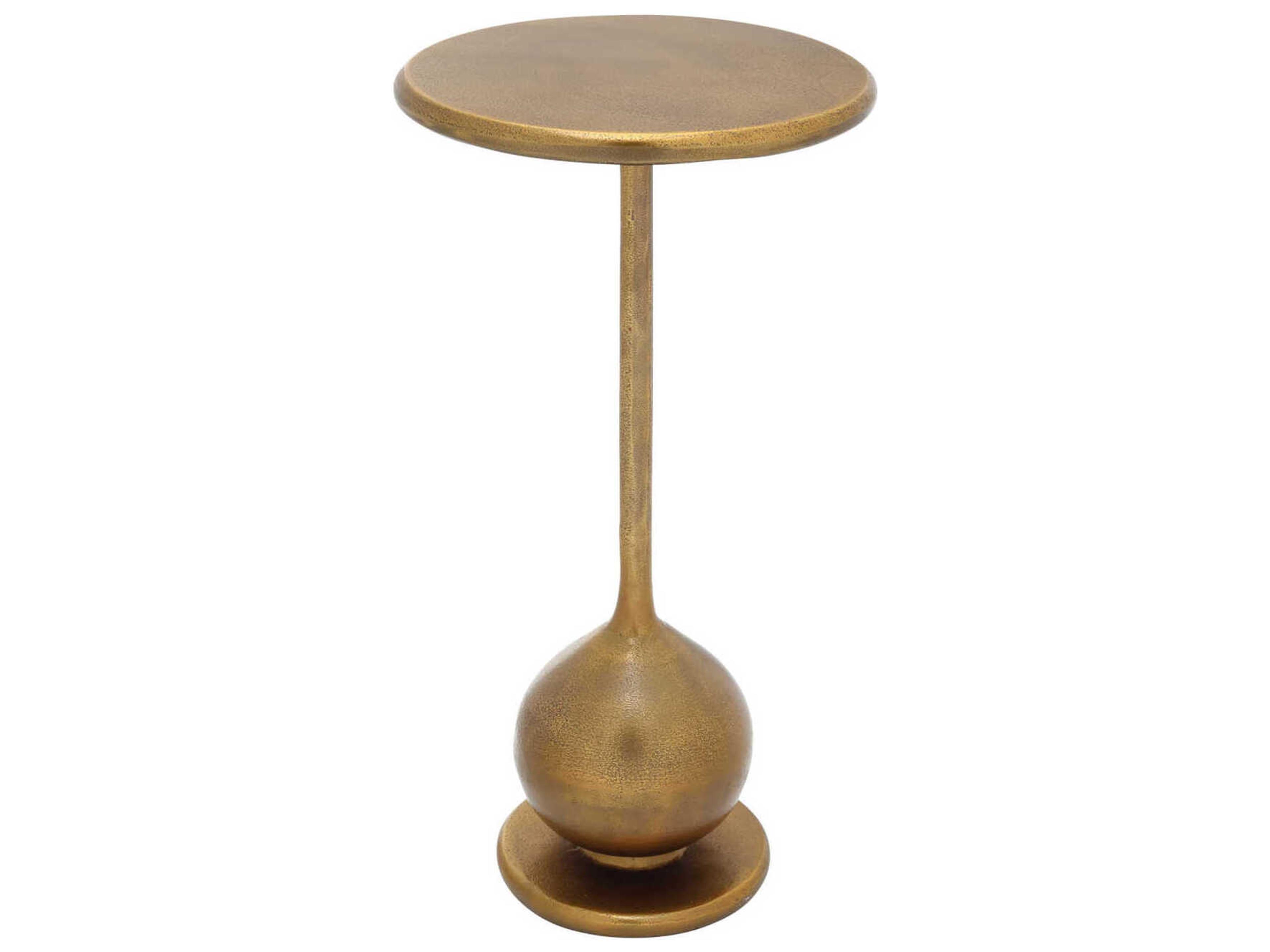Currey & Company Carillon Round Metal Antique Brass End Table