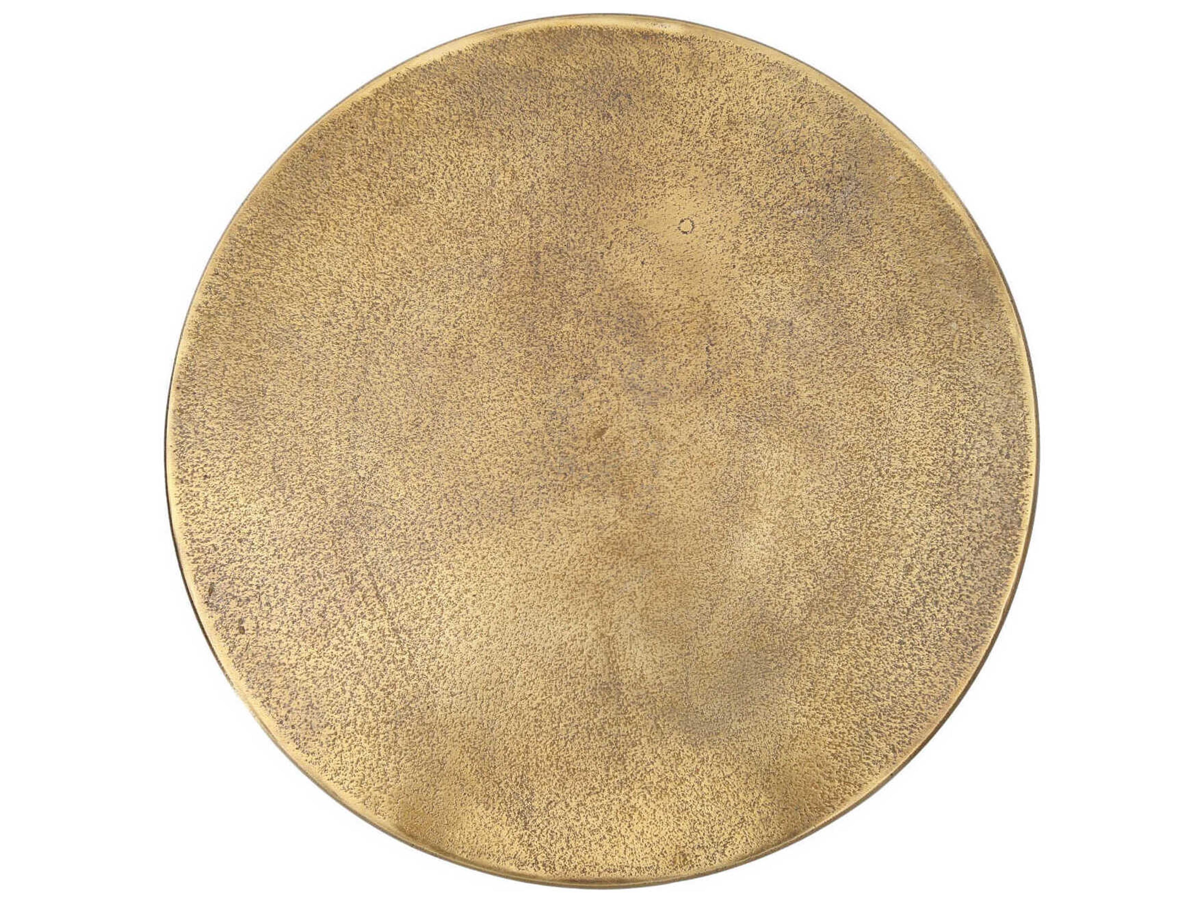 Currey & Company Nasturtium Round Metal Antique Brass Patina End Table