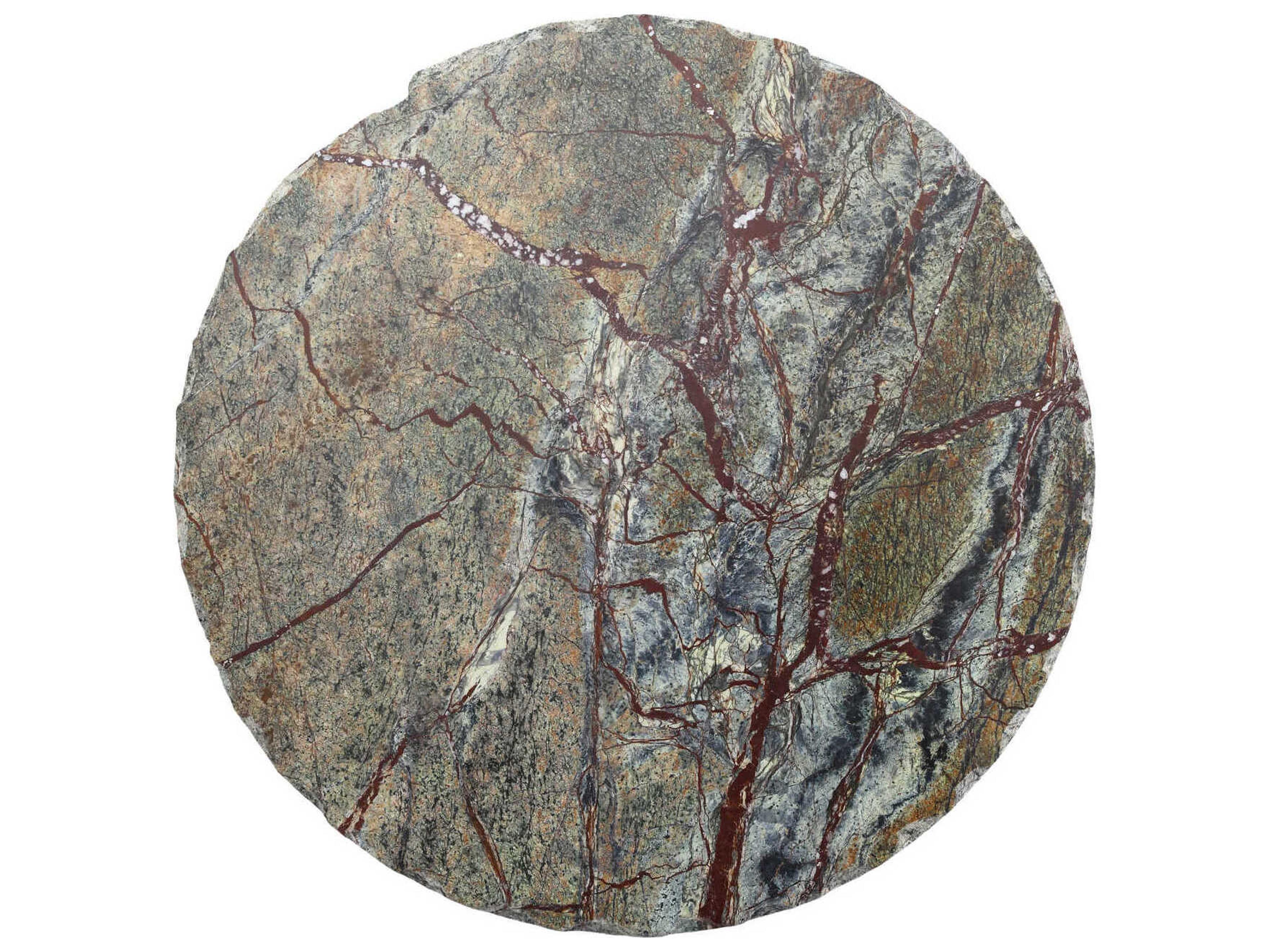 Currey & Company Wilderness Round Marble Antique Brass Natural End Table