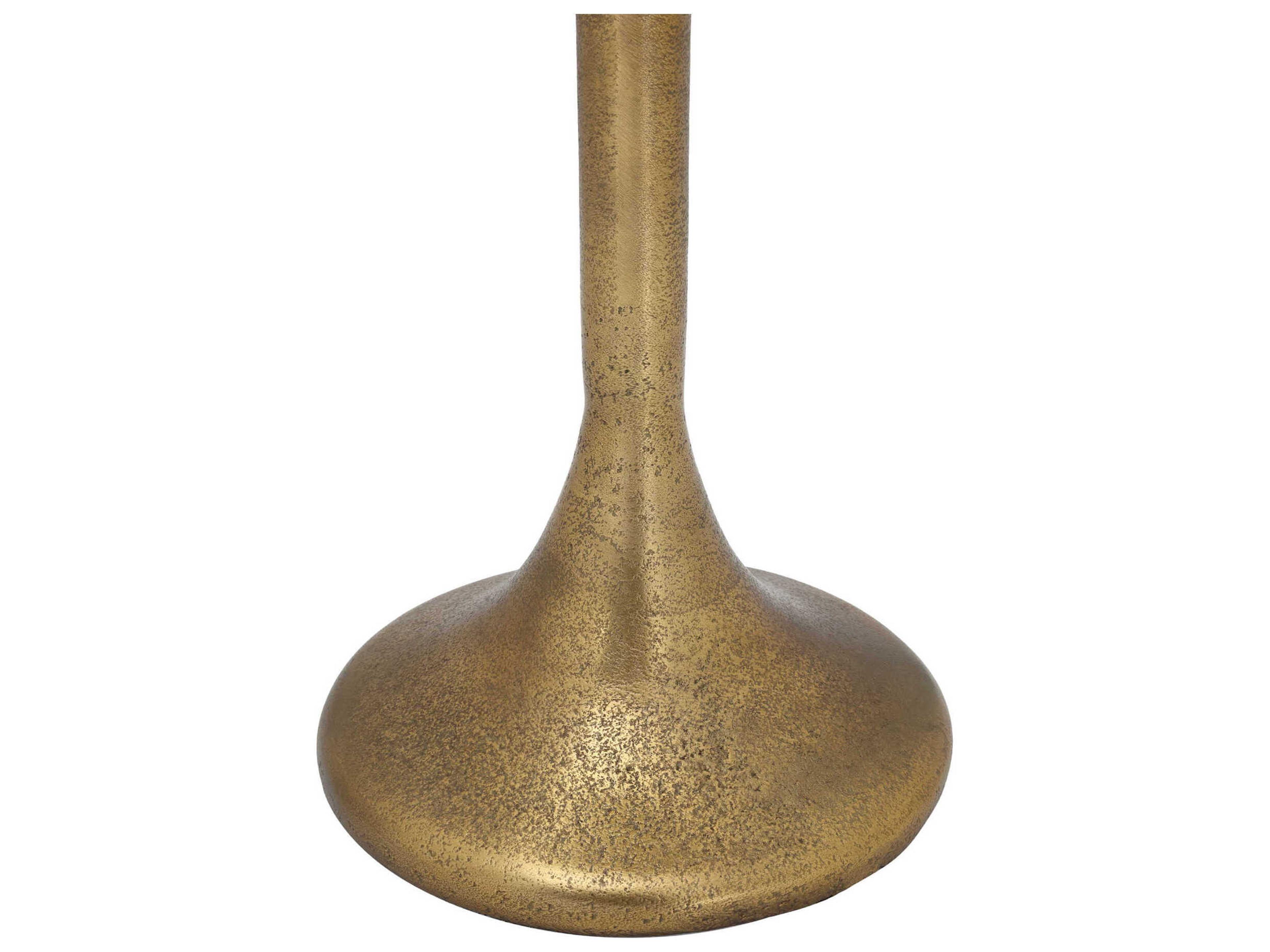 Currey & Company Wilderness Round Marble Antique Brass Natural End Table