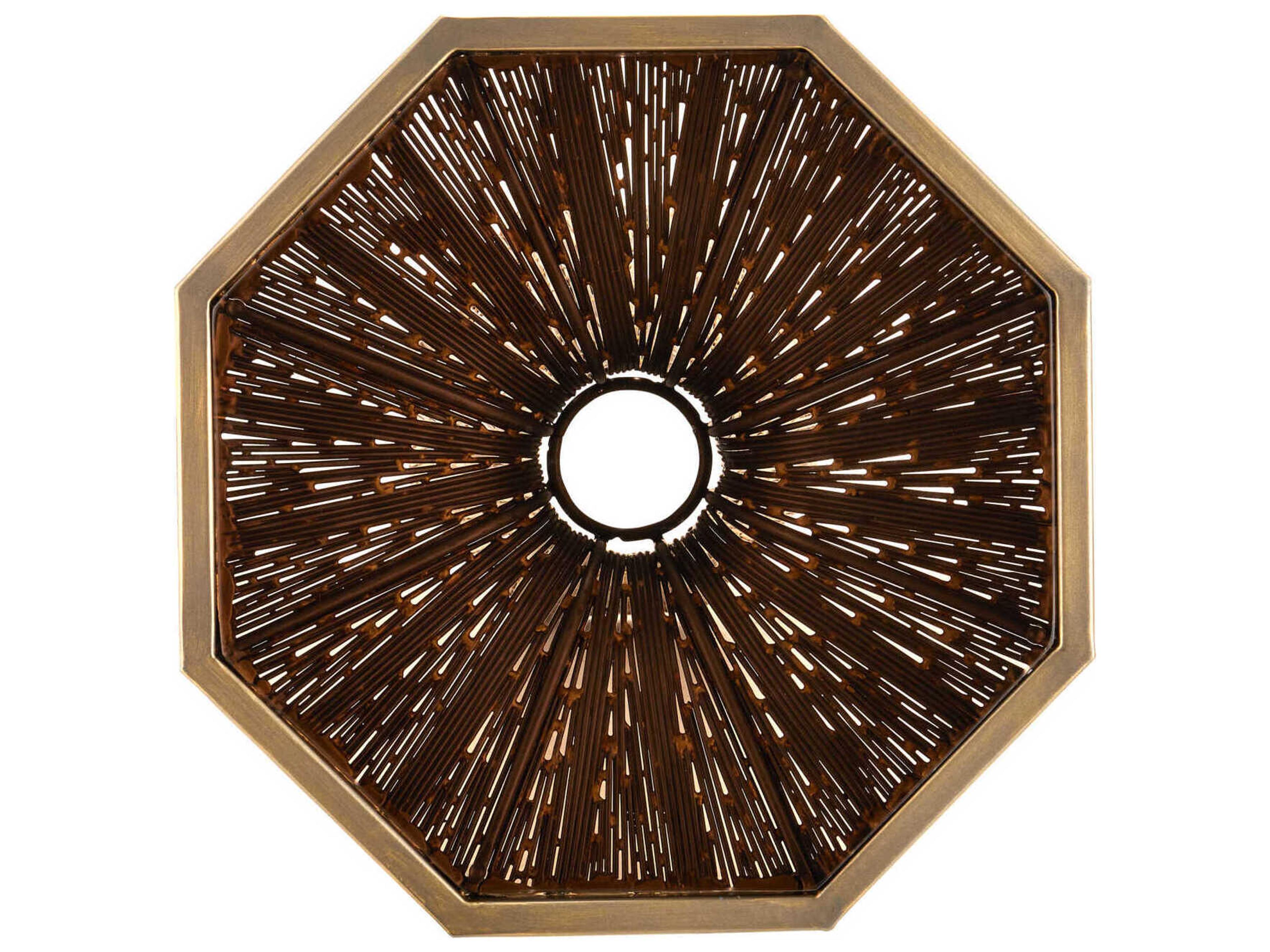 Currey & Company Castor Octagon Glass Iron Bronze Smoke End Table