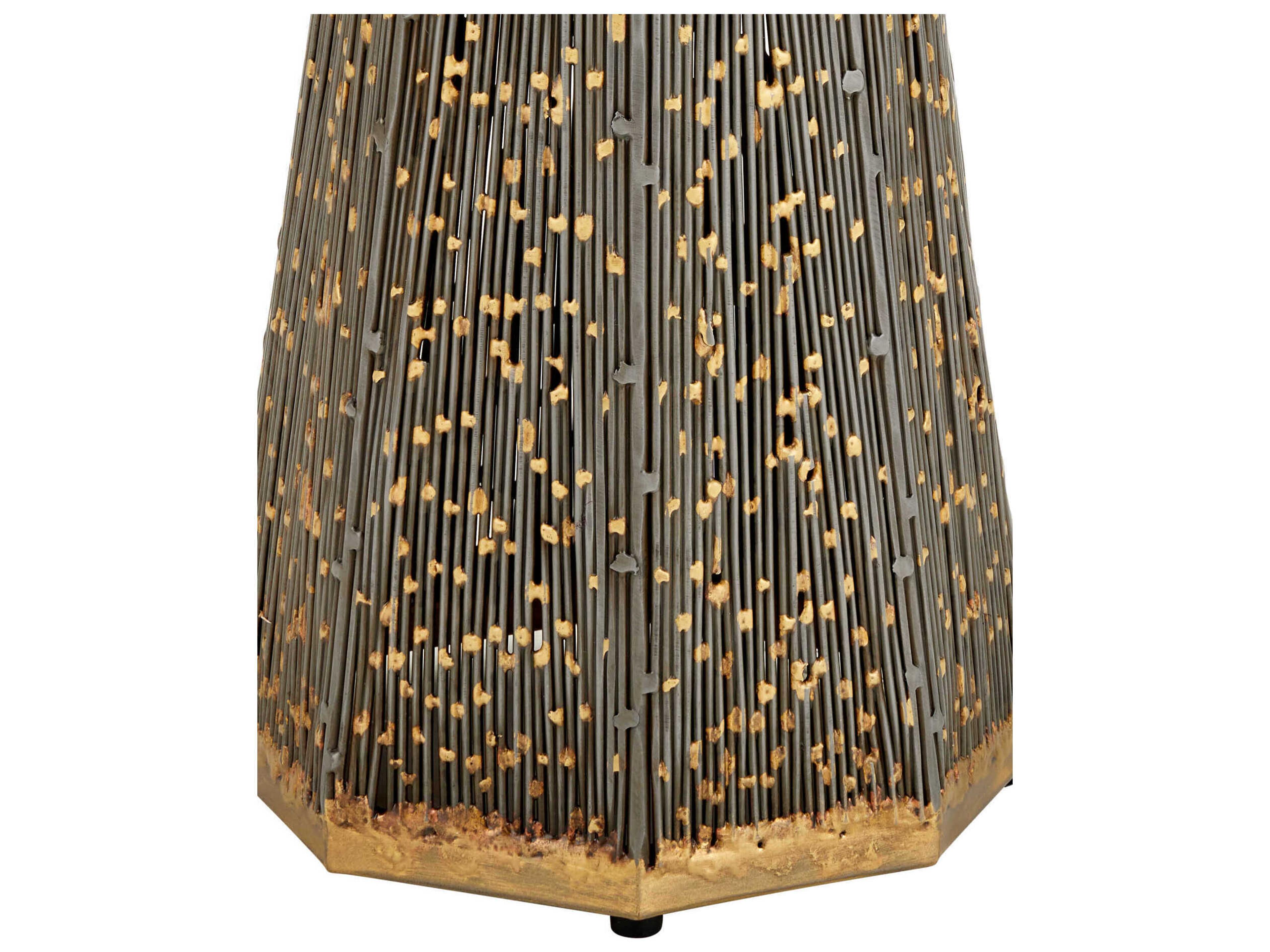 Currey & Company Castor Octagon Glass Iron Bronze Smoke End Table