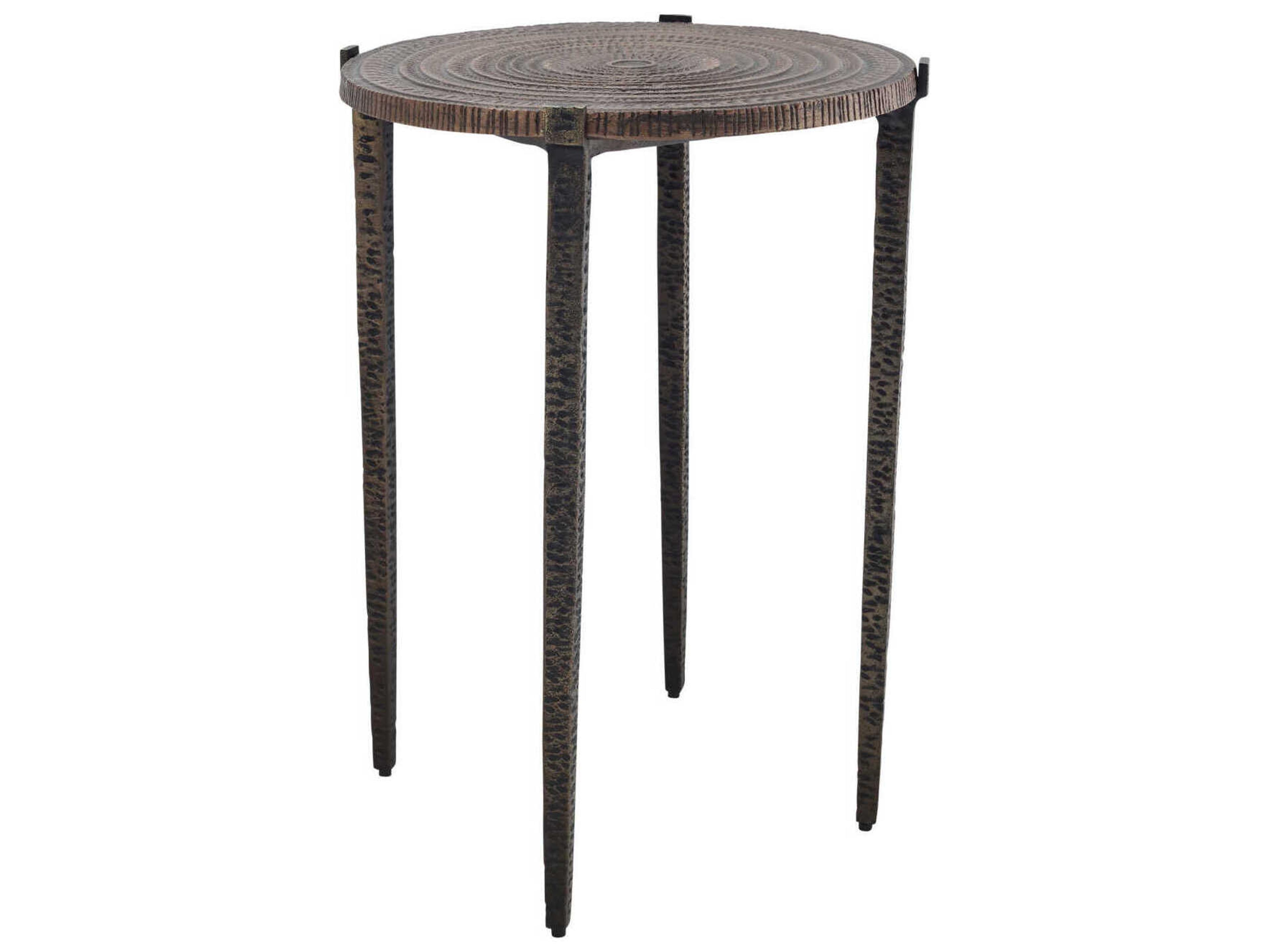 Unity Round Metal Antique Bronze Dark End Table