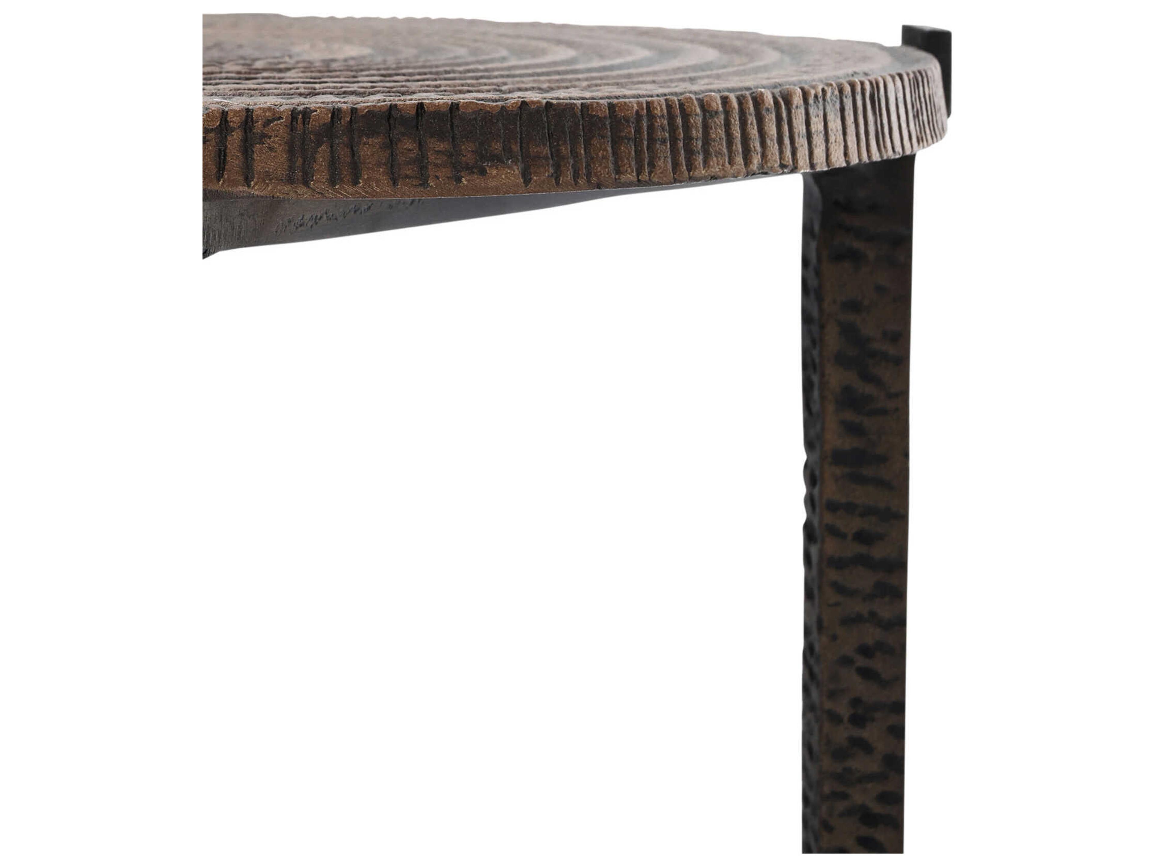 Currey & Company Unity Round Metal Antique Bronze Dark End Table