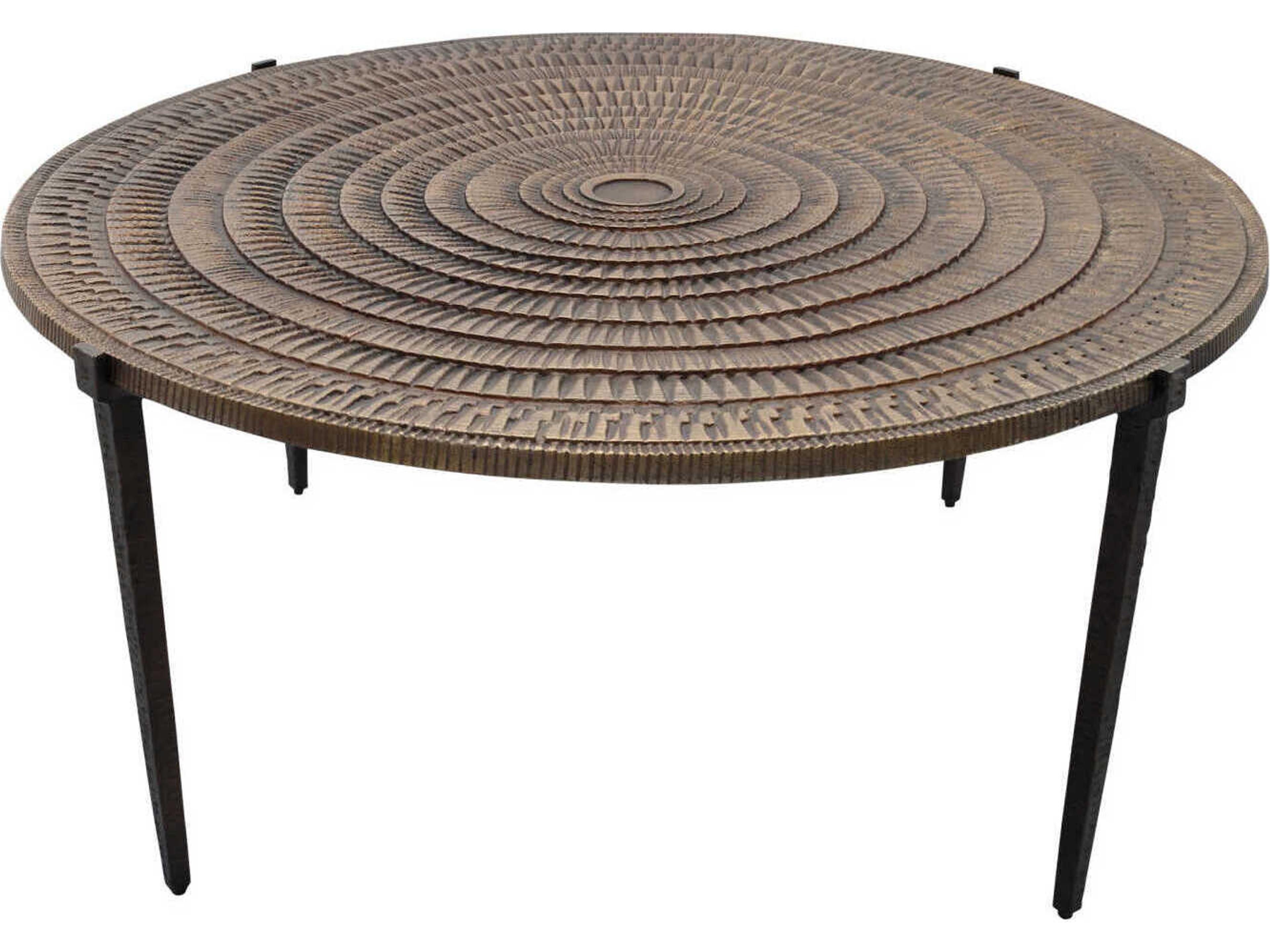 Currey & Company Unity Round Metal Antique Bronze Dark Coffee Table