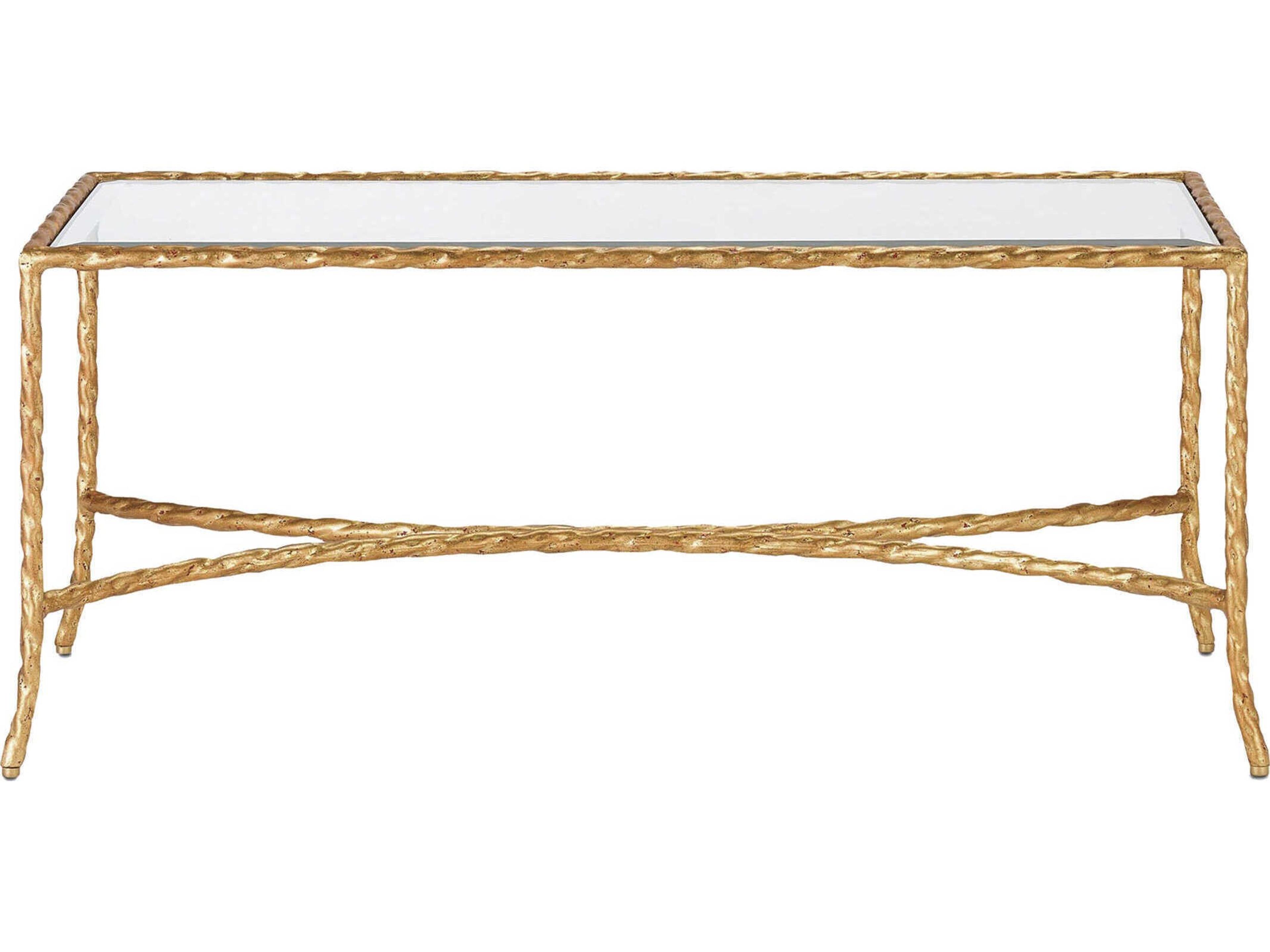 urrey & Company Gilt Twist Rectangular Glass Coffee Table
