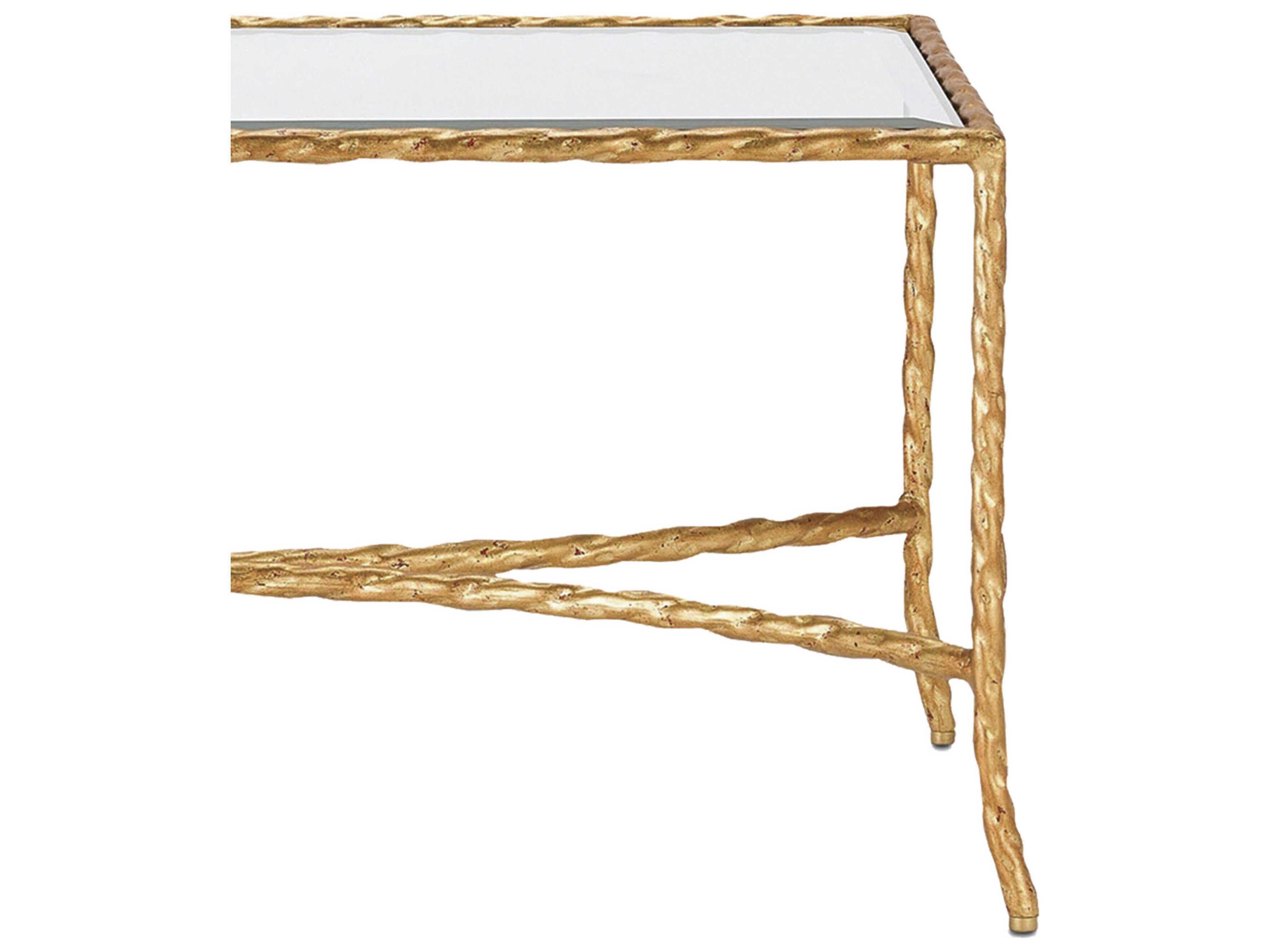 urrey & Company Gilt Twist Rectangular Glass Coffee Table