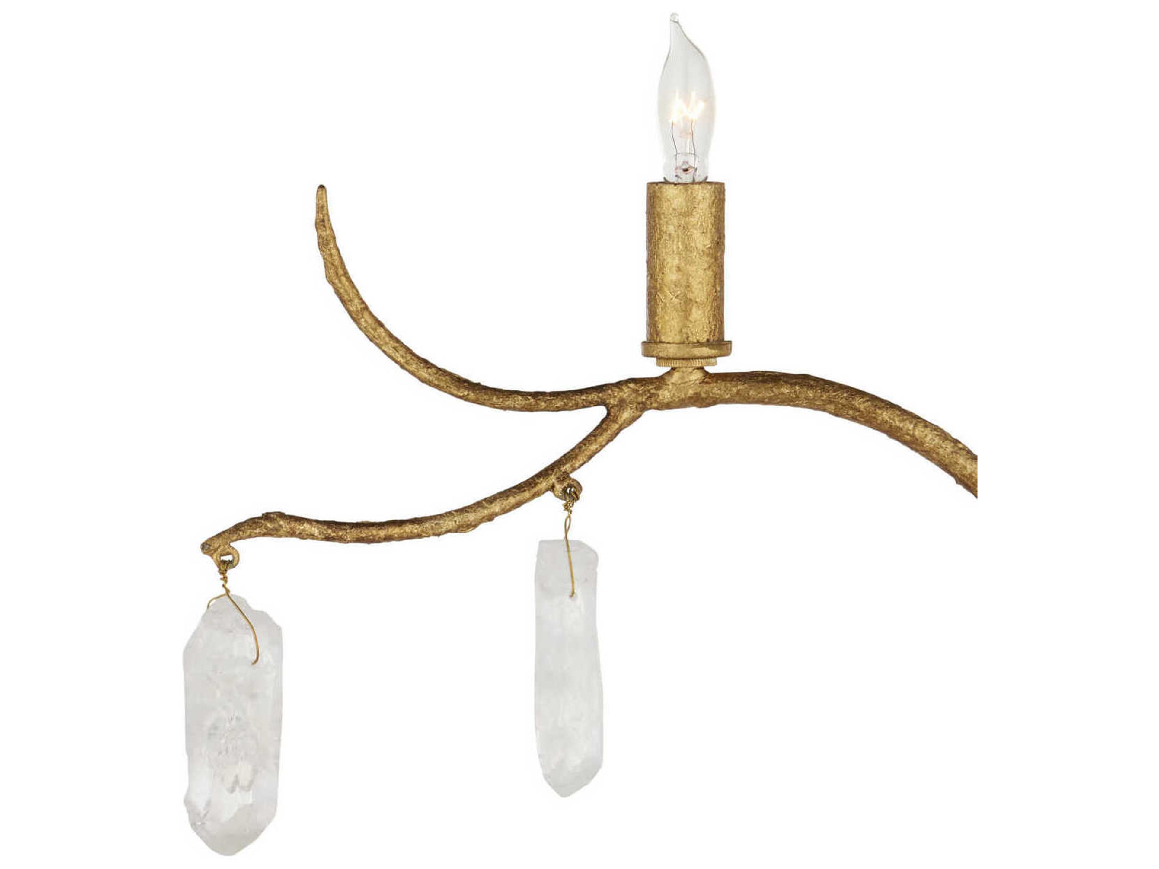 Currey & Company Forest 5-Light Washed Lucerne Gold natural Crystal Wall Sconce