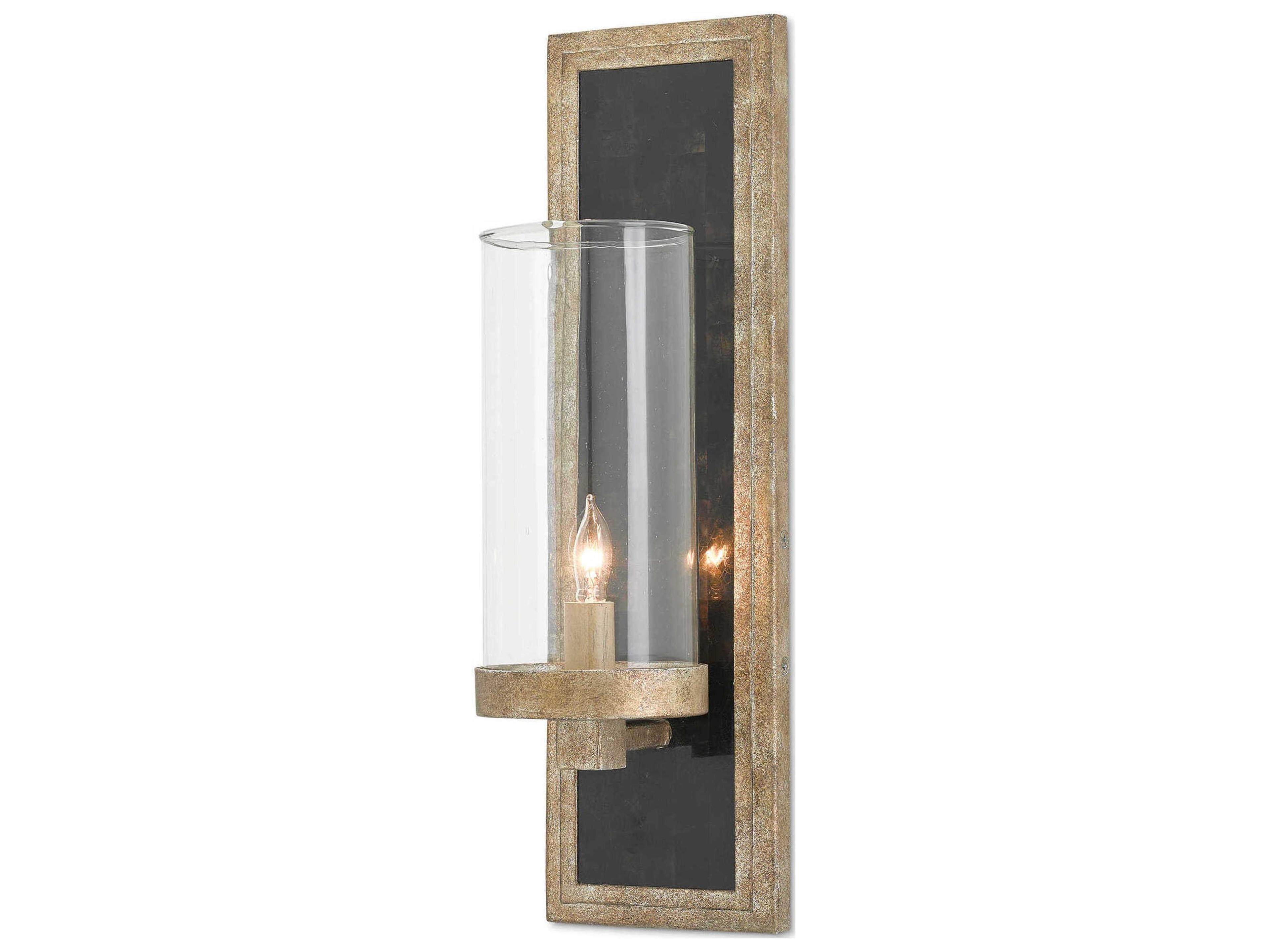 Charade Antique Silver Leaf Glass Wall Sconce