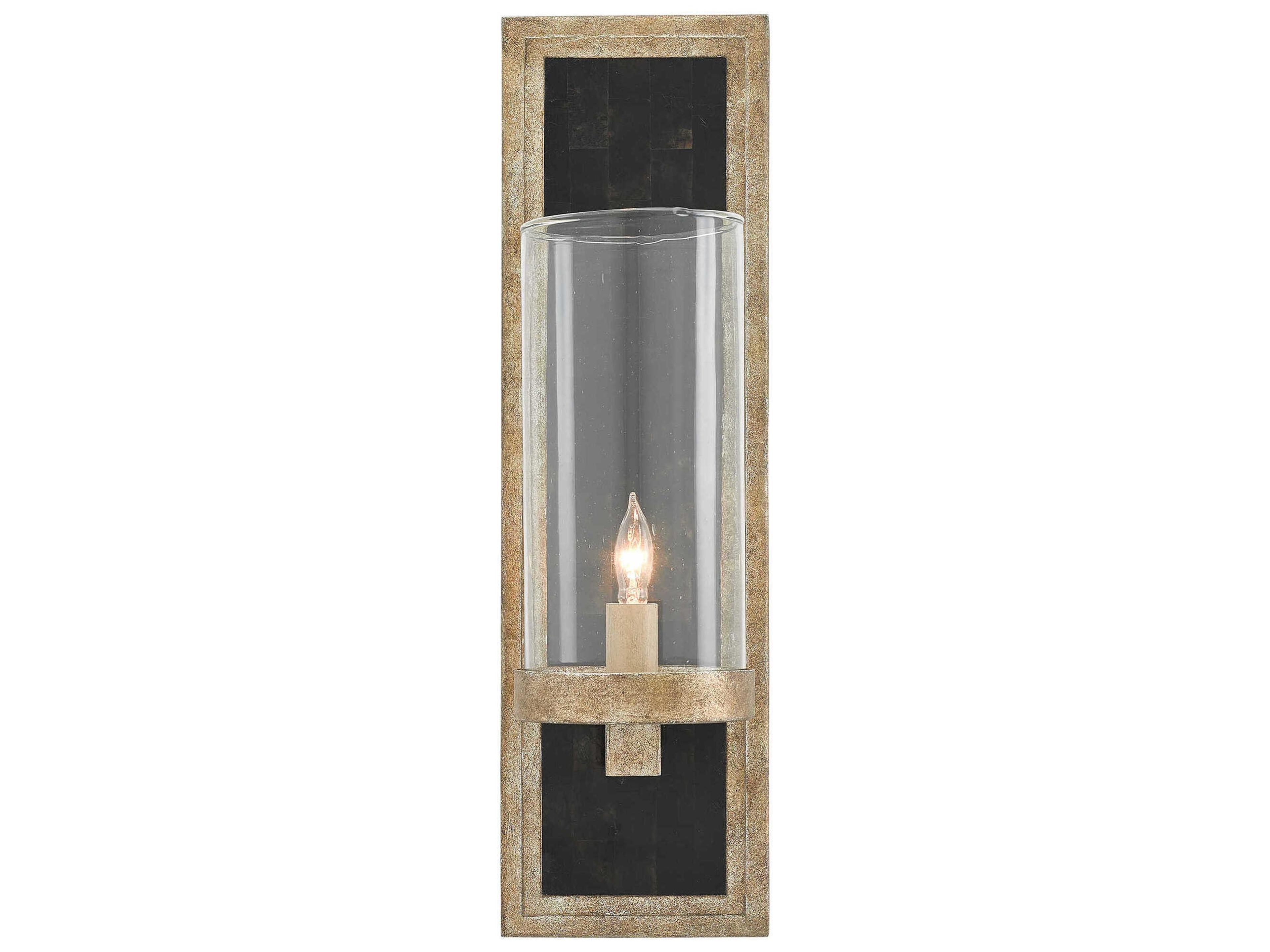 Currey & Company Charade Antique Silver Leaf Glass Wall Sconce