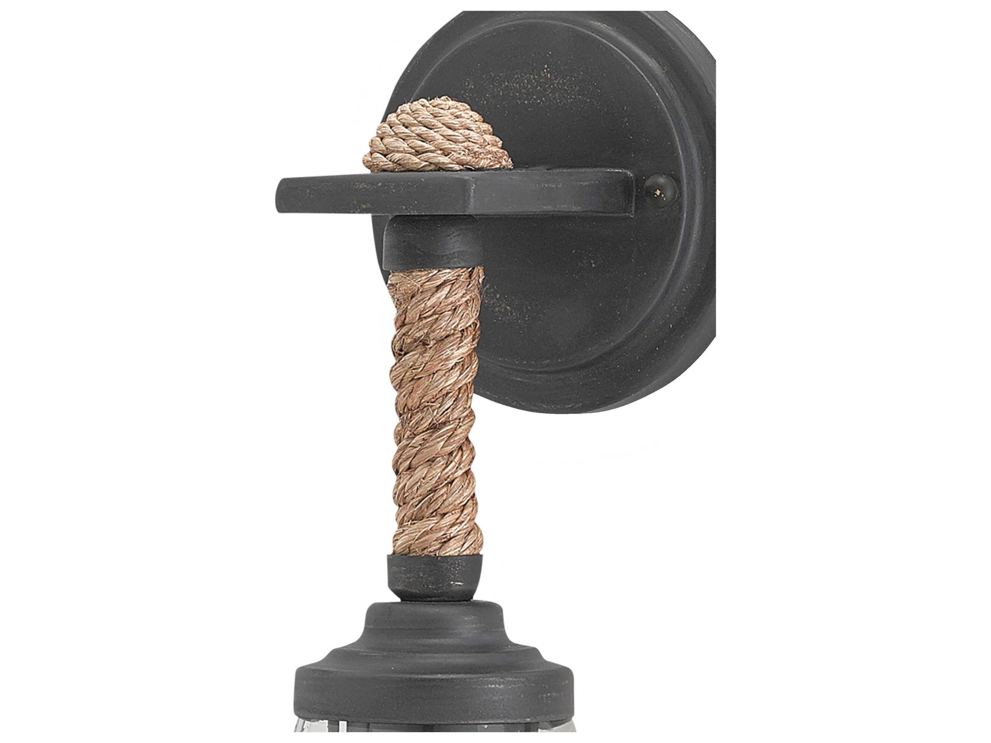 Currey & Company Hightider French Black Natural Brown Glass Wall Sconce