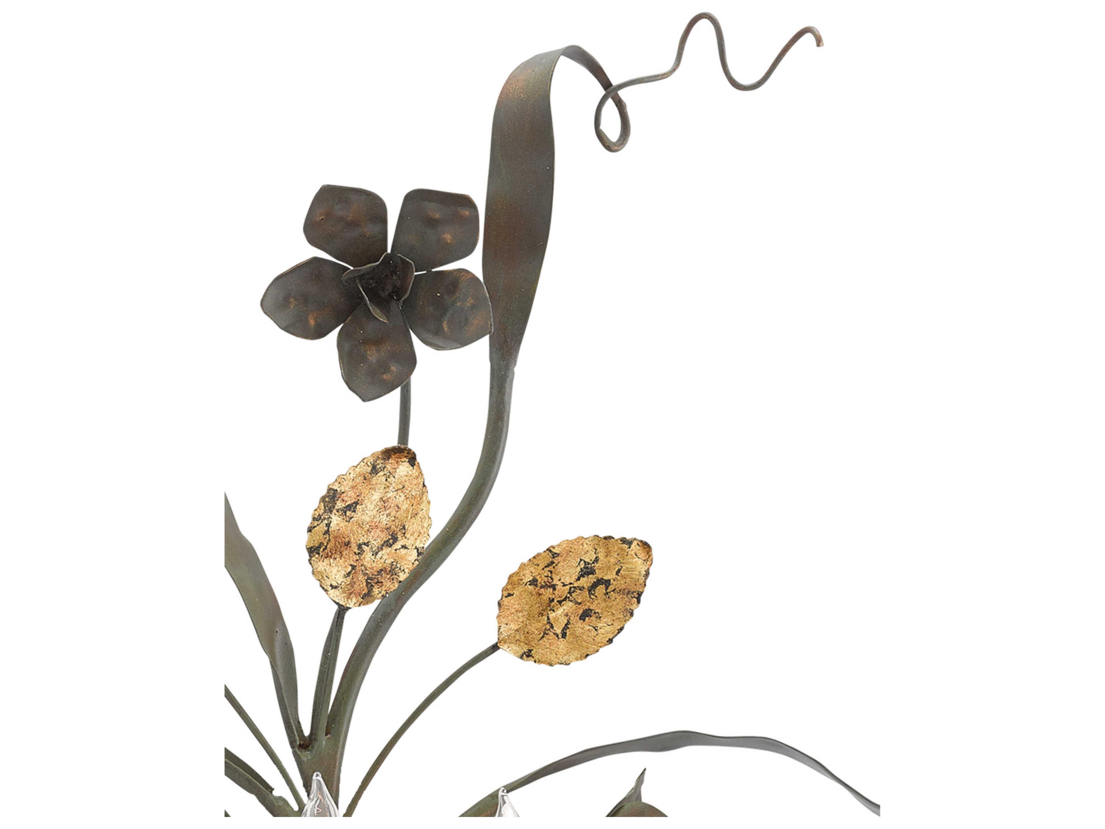 Currey & Company Bunny Williams 3-Light Verdigris Antique Gold Leaf