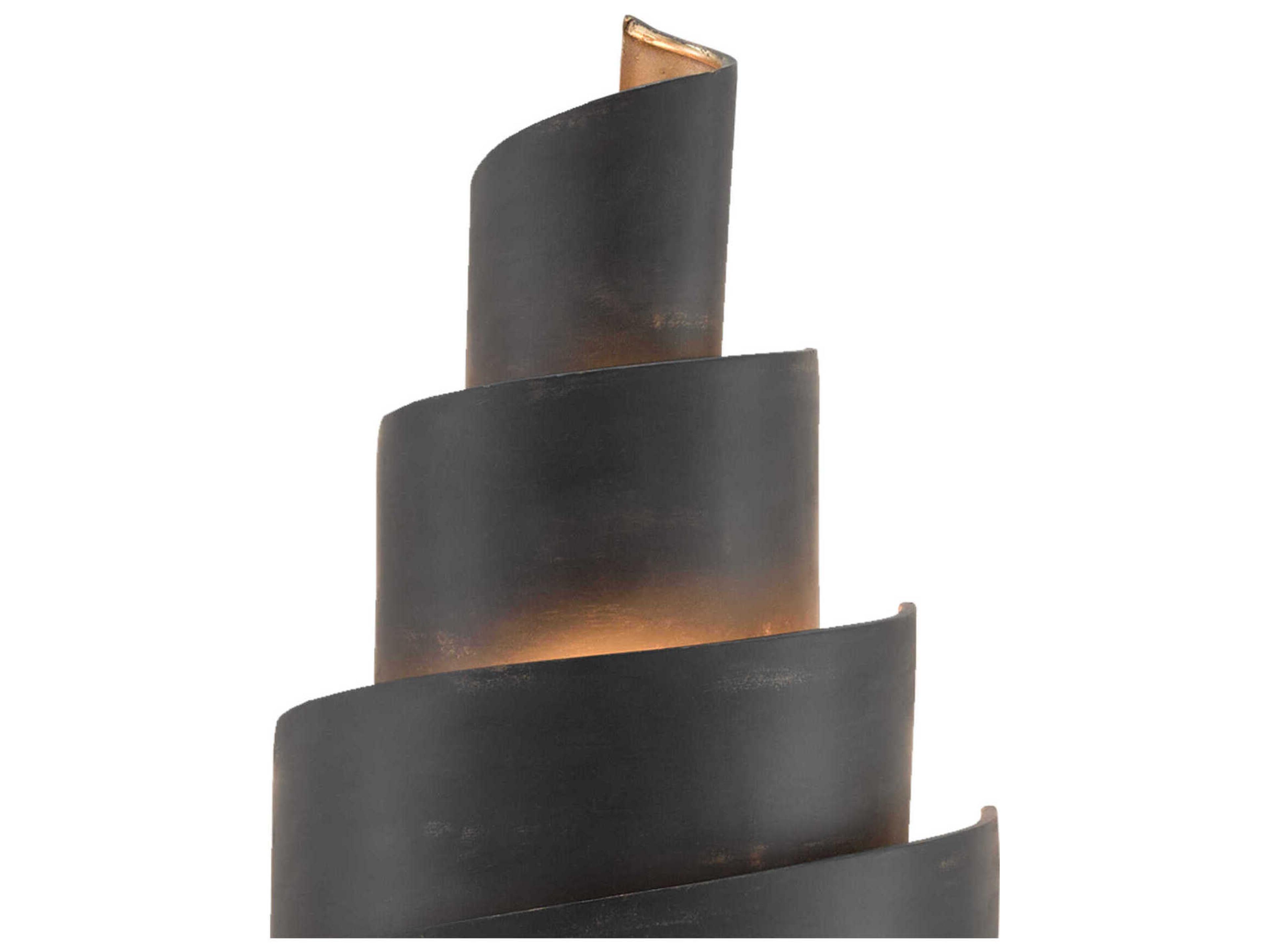 Currey & Company Chiffonade 2-Light French Black Painted Gold Wall Sconce