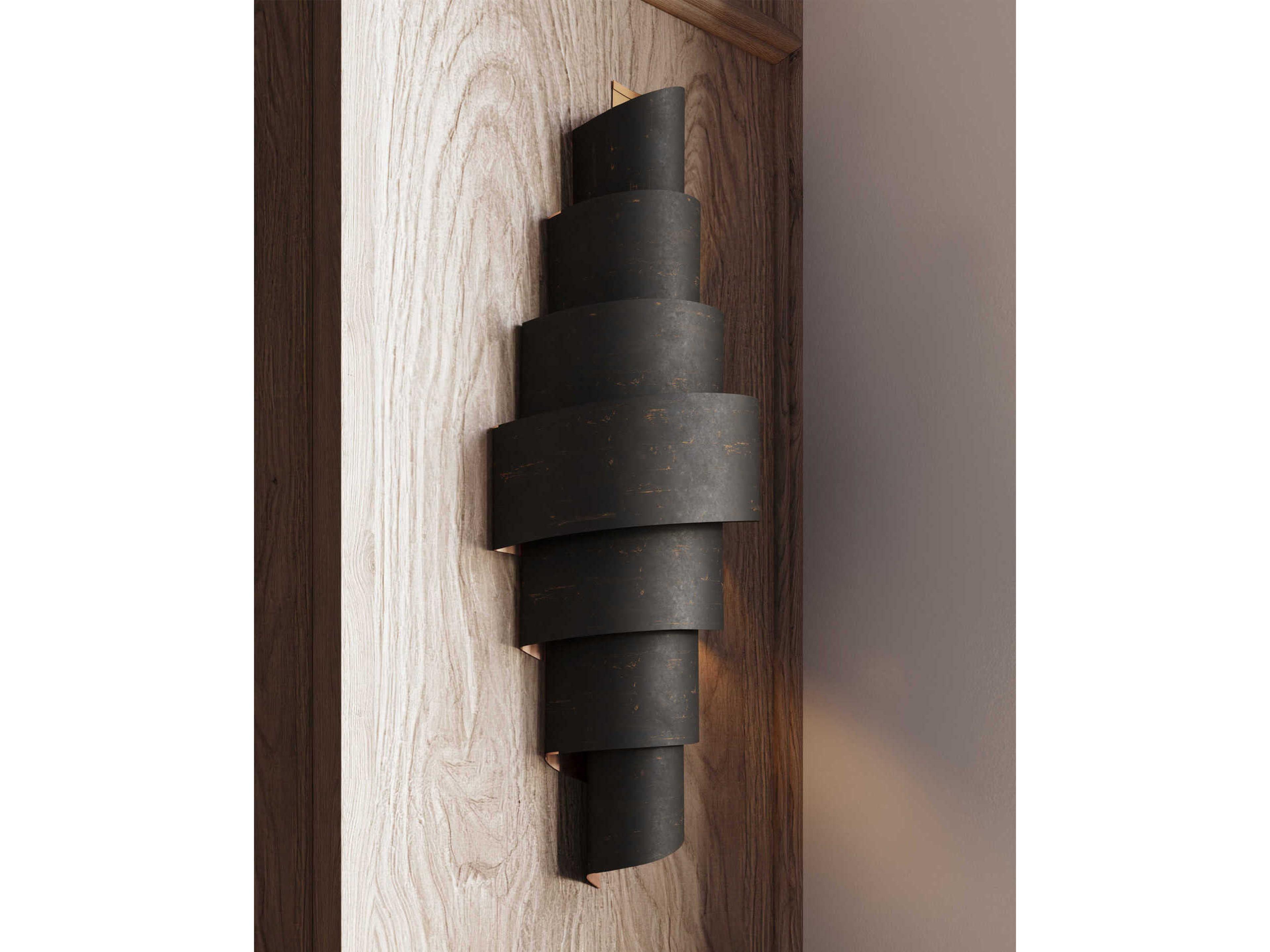 Currey & Company Chiffonade 2-Light French Black Painted Gold Wall Sconce