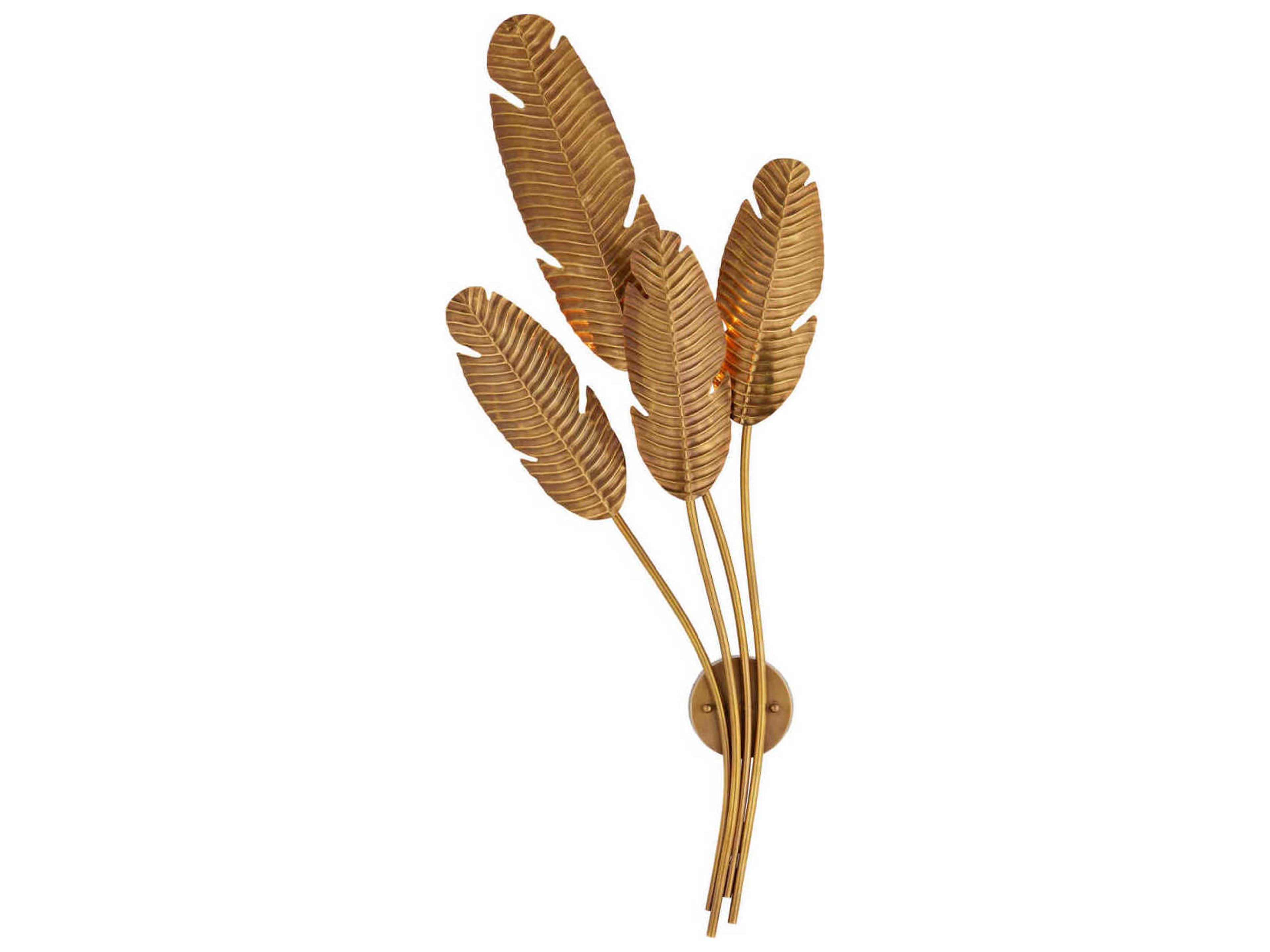 Currey & Company Tropical 4-Light Vintage Brass Wall Sconce