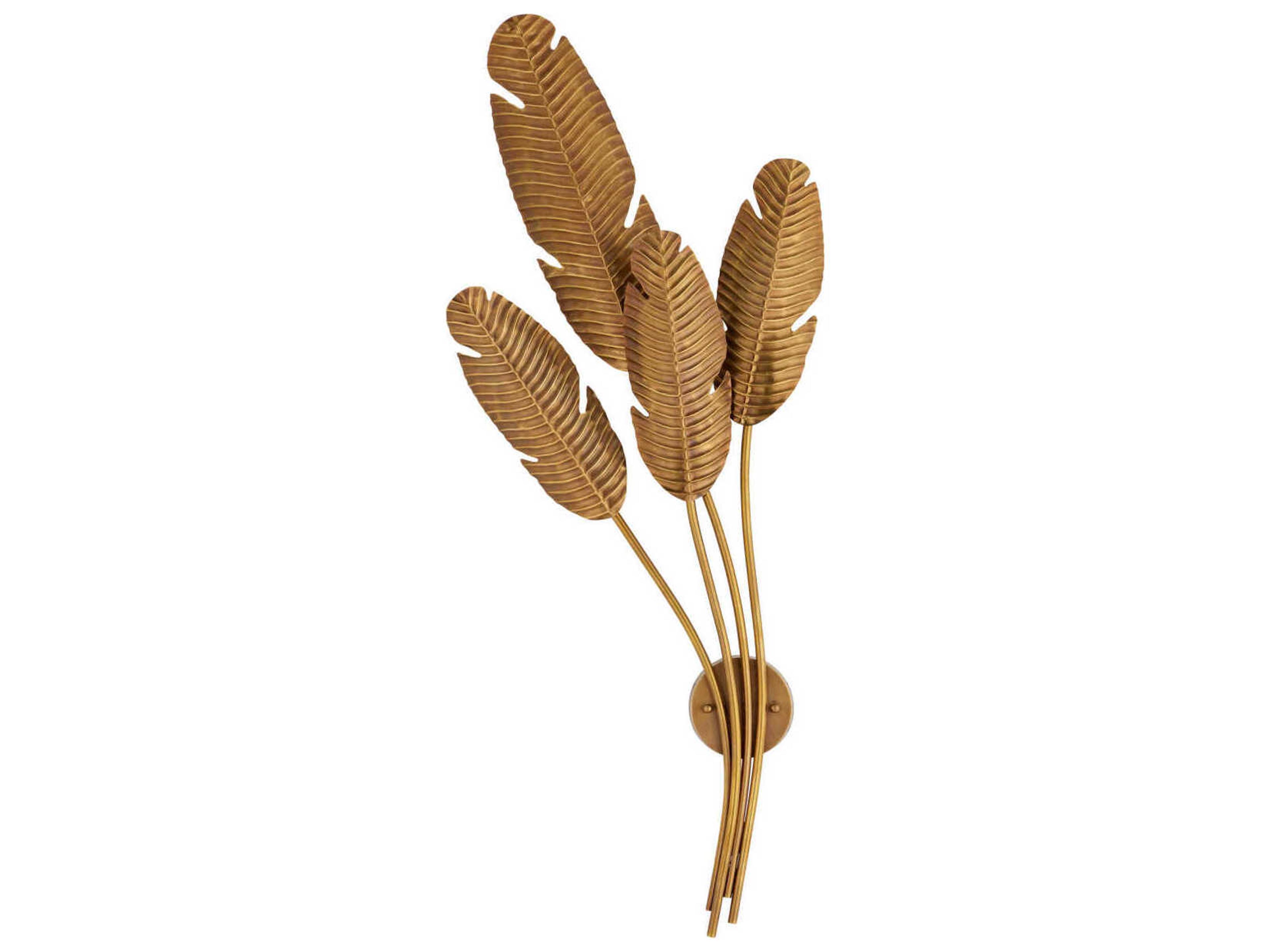 Currey & Company Tropical 4-Light Vintage Brass Wall Sconce