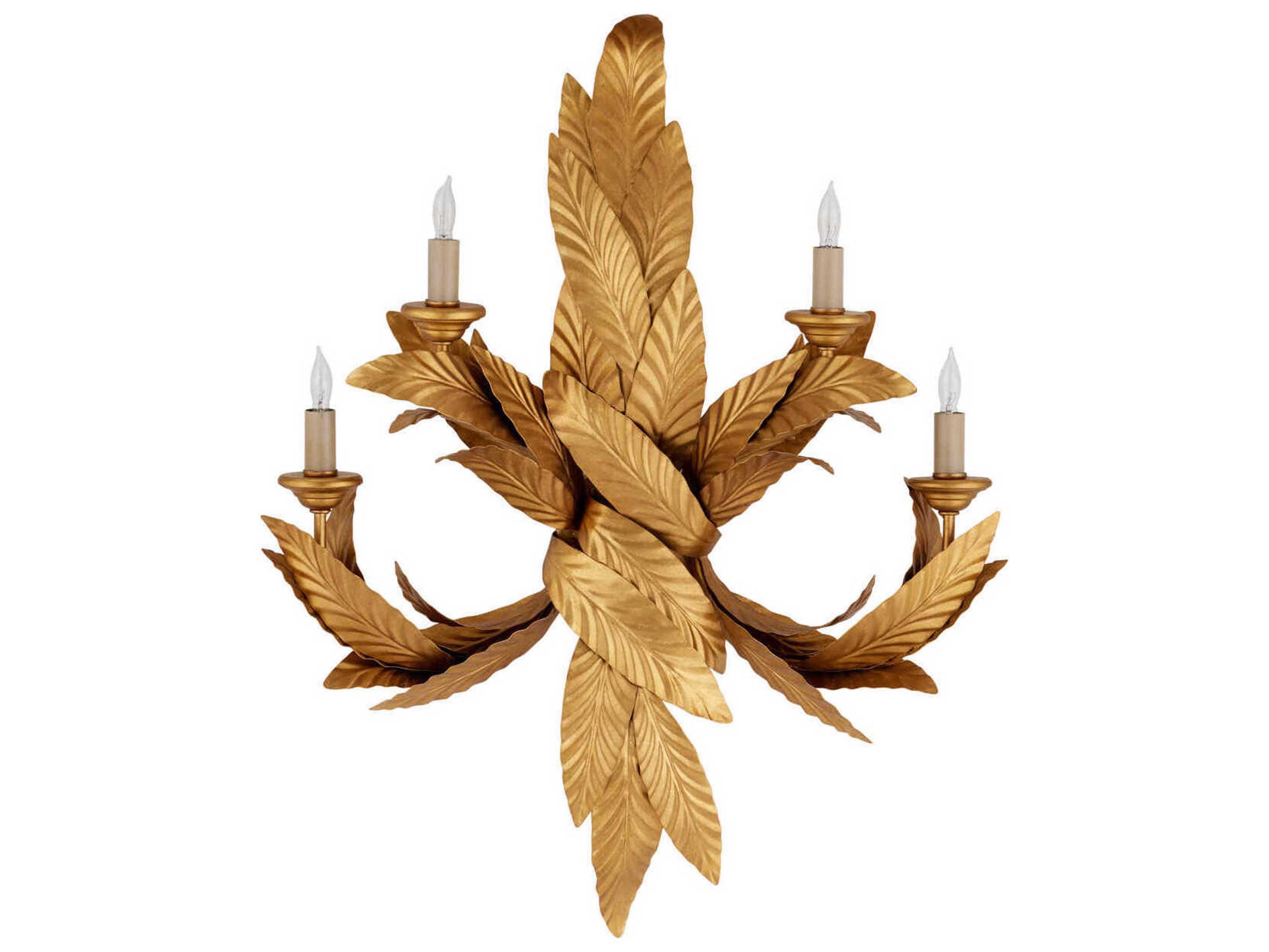 Currey & Company Apollo 4-Light Contemporary Gold Leaf Wall Sconce