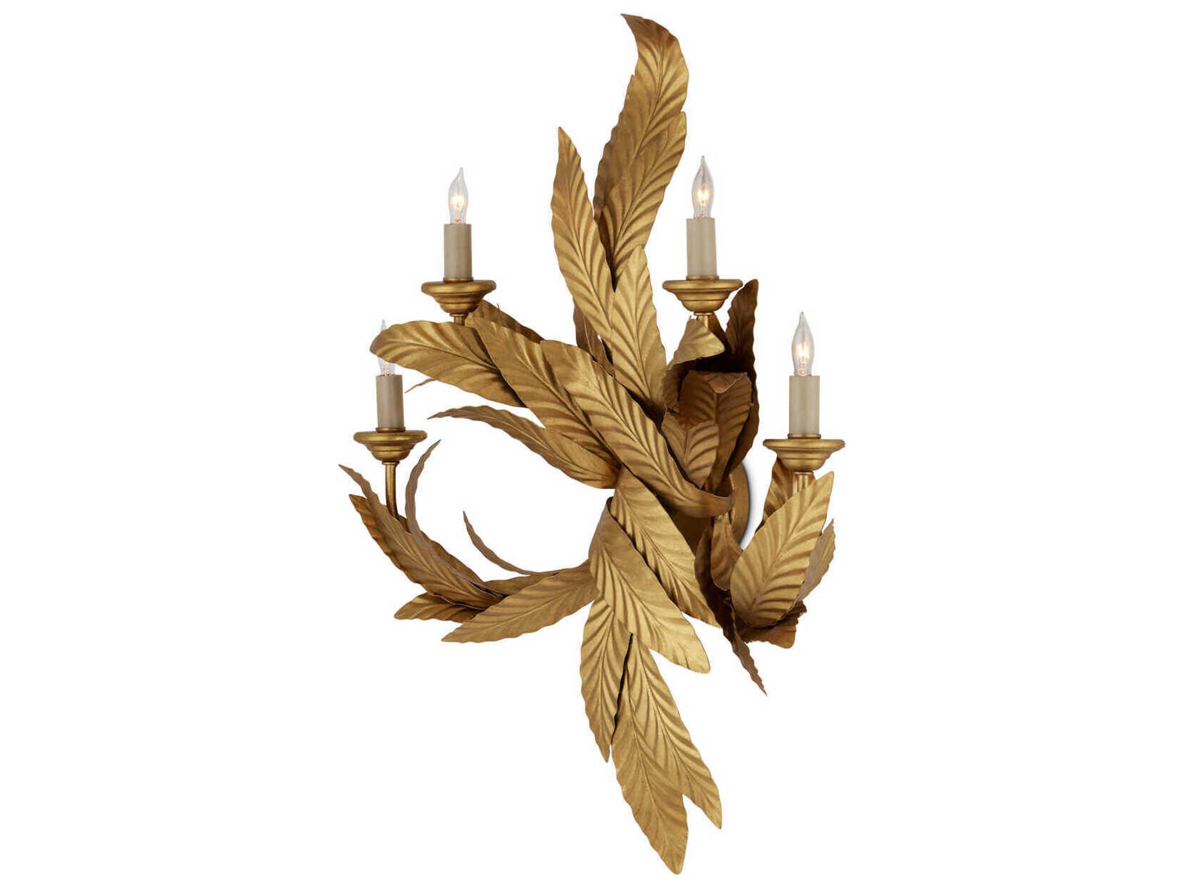 Currey & Company Apollo 4-Light Contemporary Gold Leaf Wall Sconce