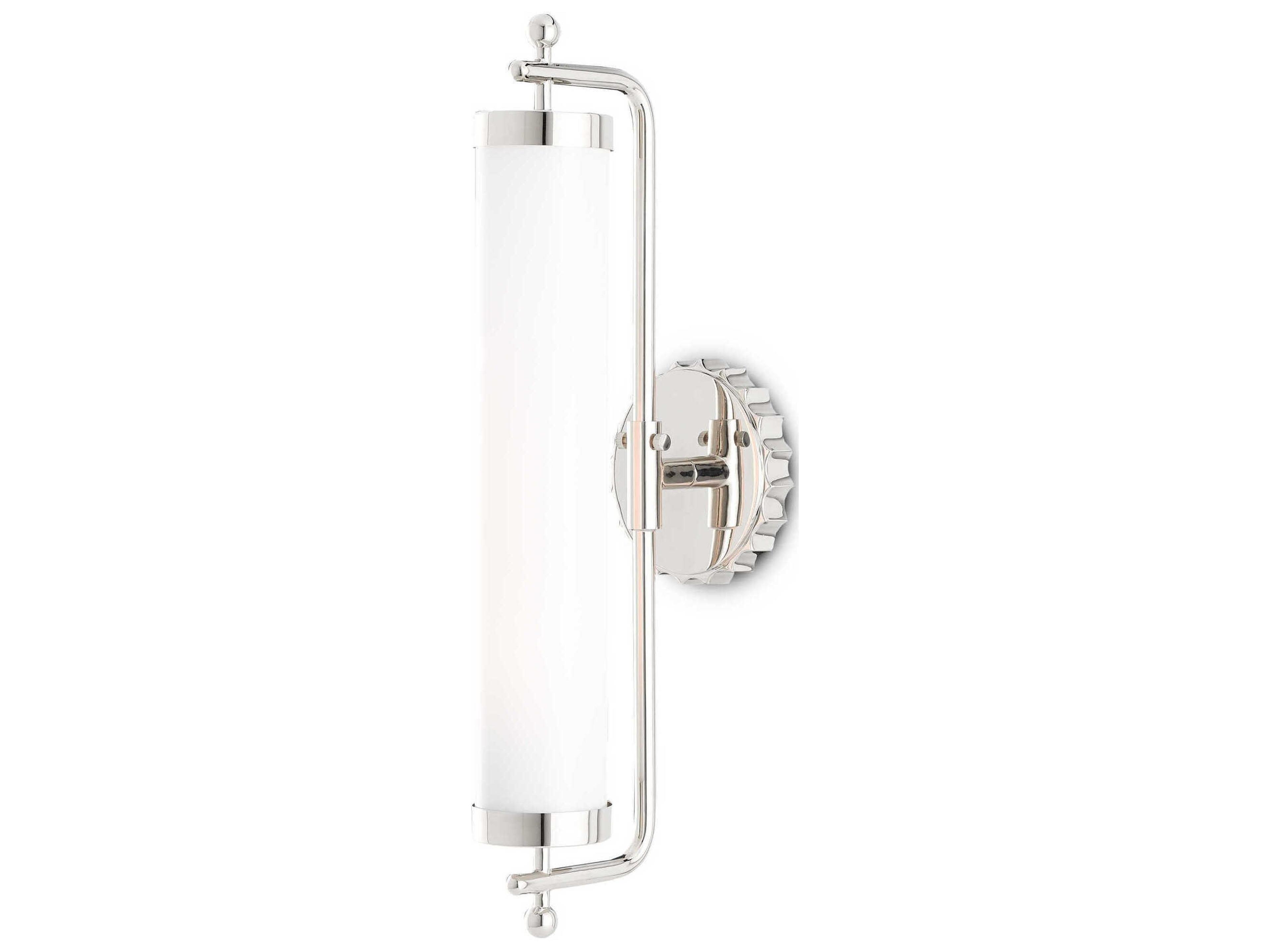 Currey & Company Latimer 1-Light Polished Nickel Glass Wall Sconce
