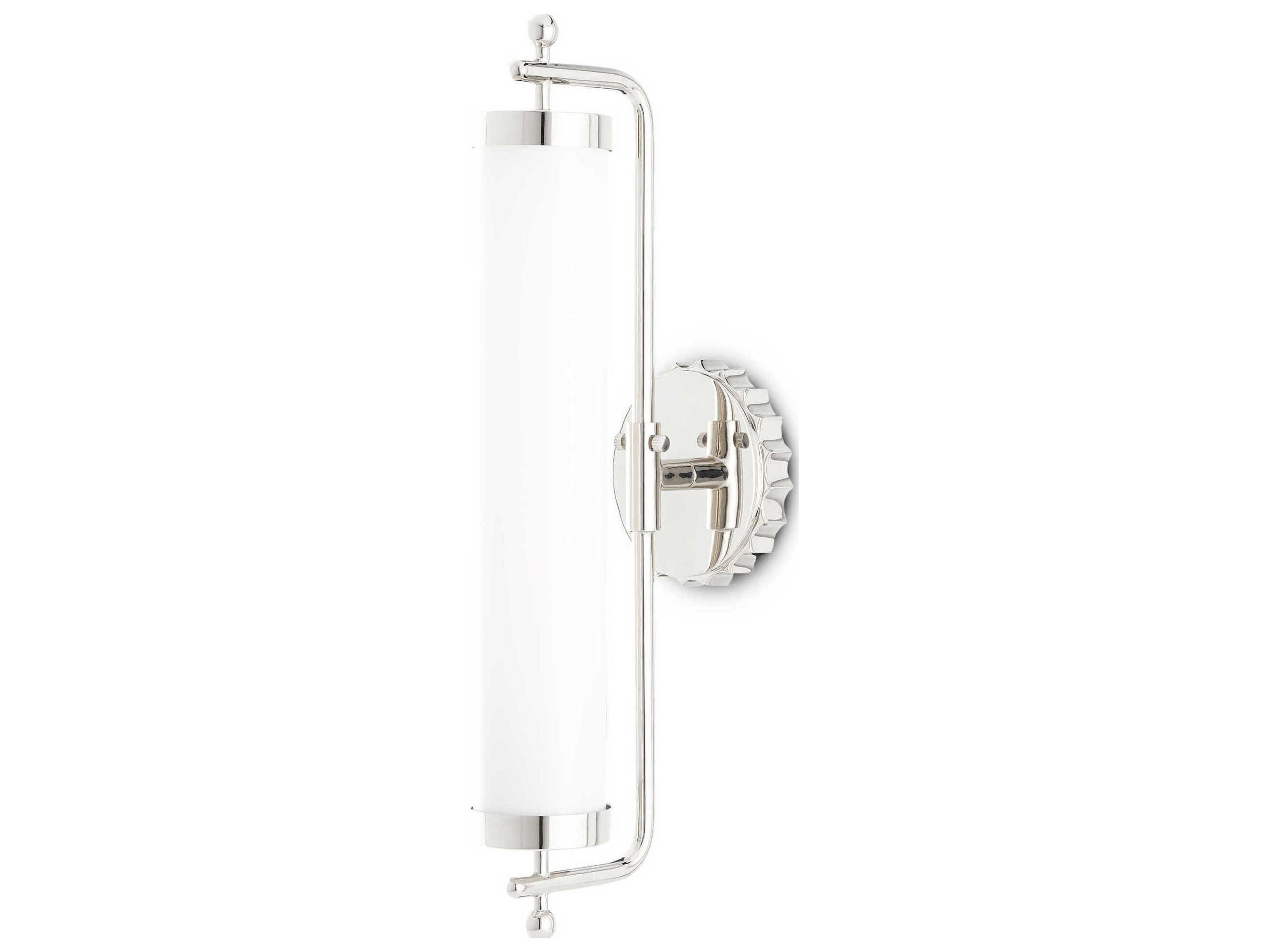 Currey & Company Latimer 1-Light Polished Nickel Glass Wall Sconce