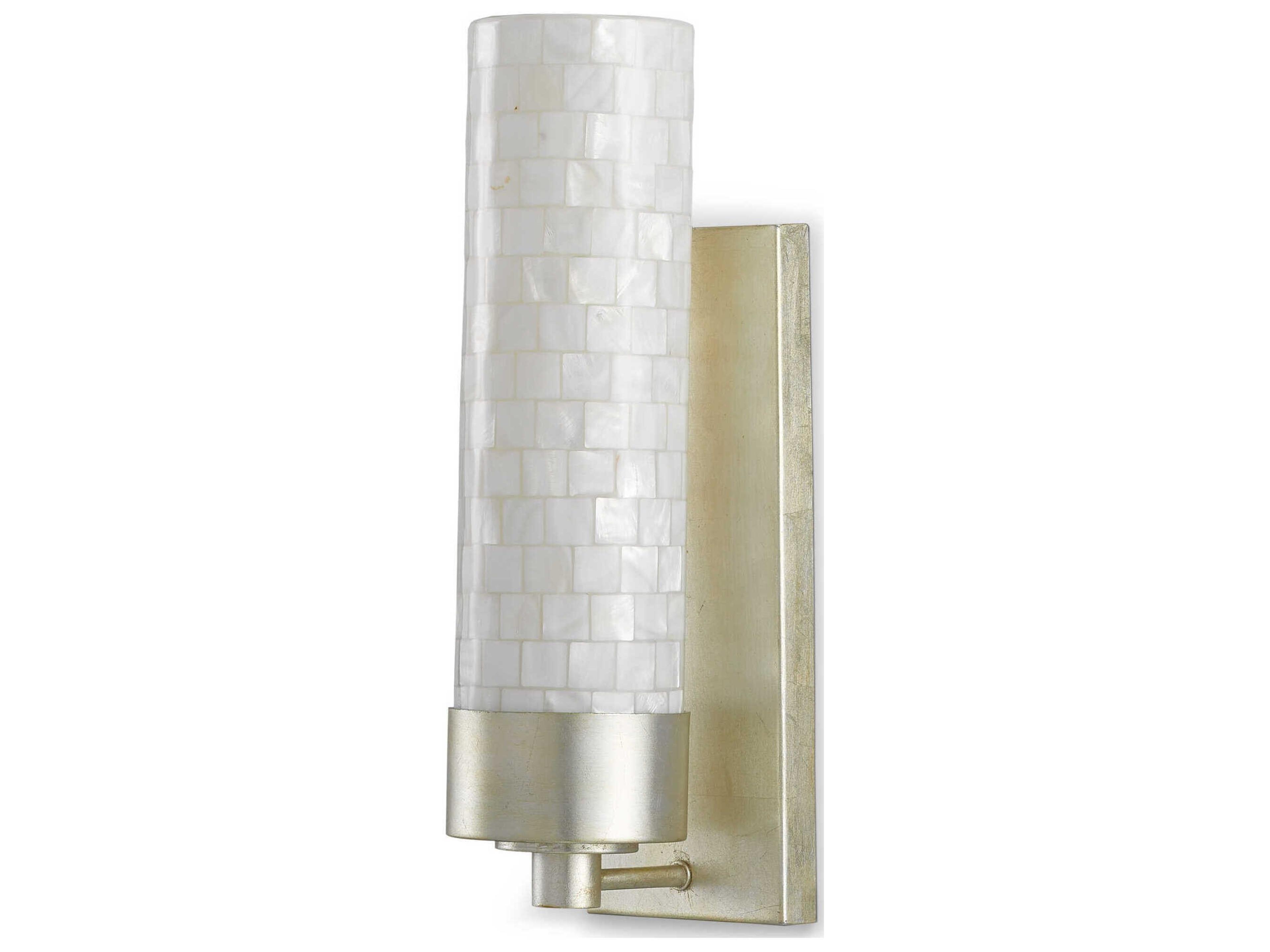 Currey & Company Abadan 1-Light Pearl Silver Leaf Glass Wall Sconce