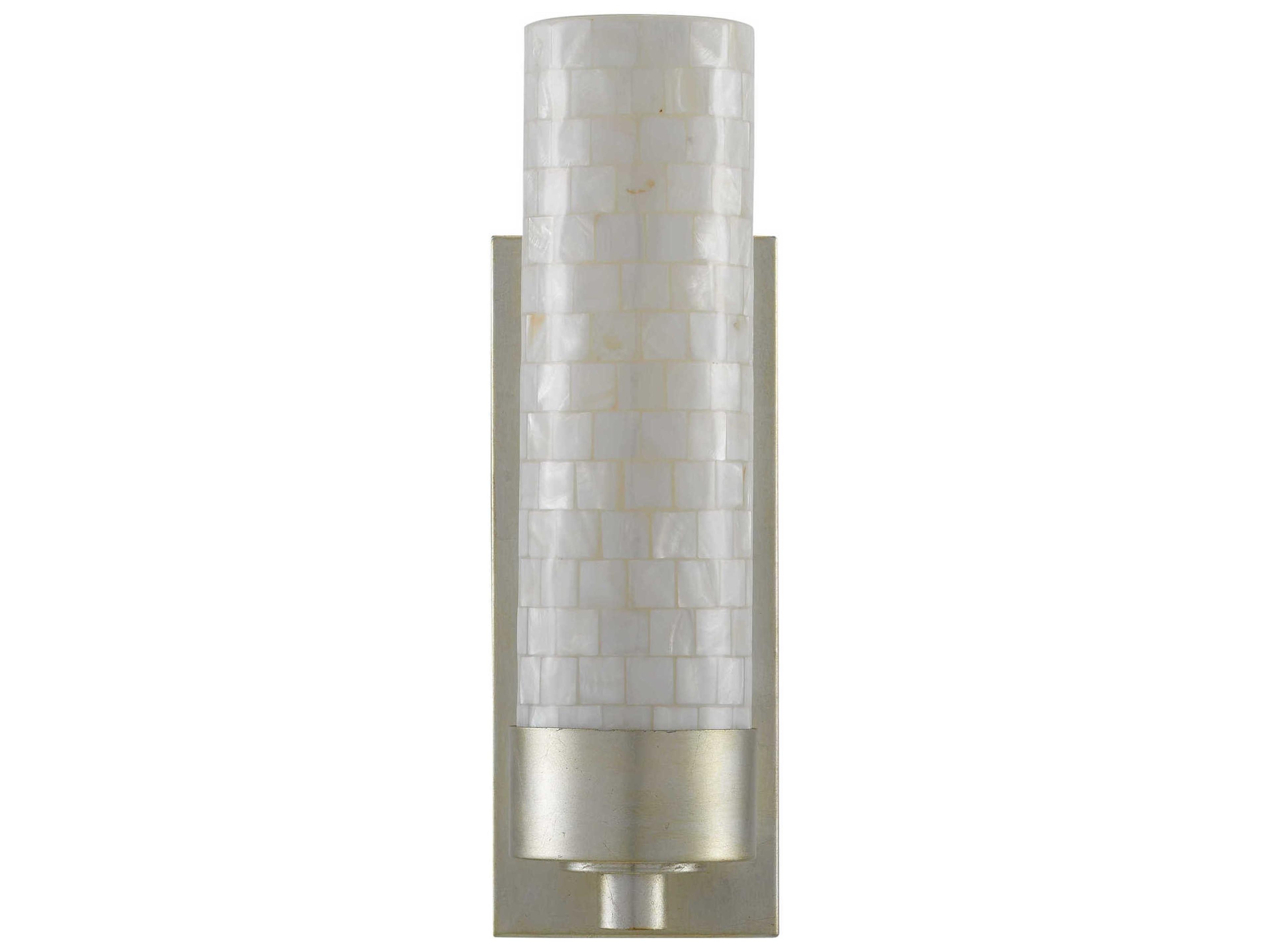 Currey & Company Abadan 1-Light Pearl Silver Leaf Glass Wall Sconce