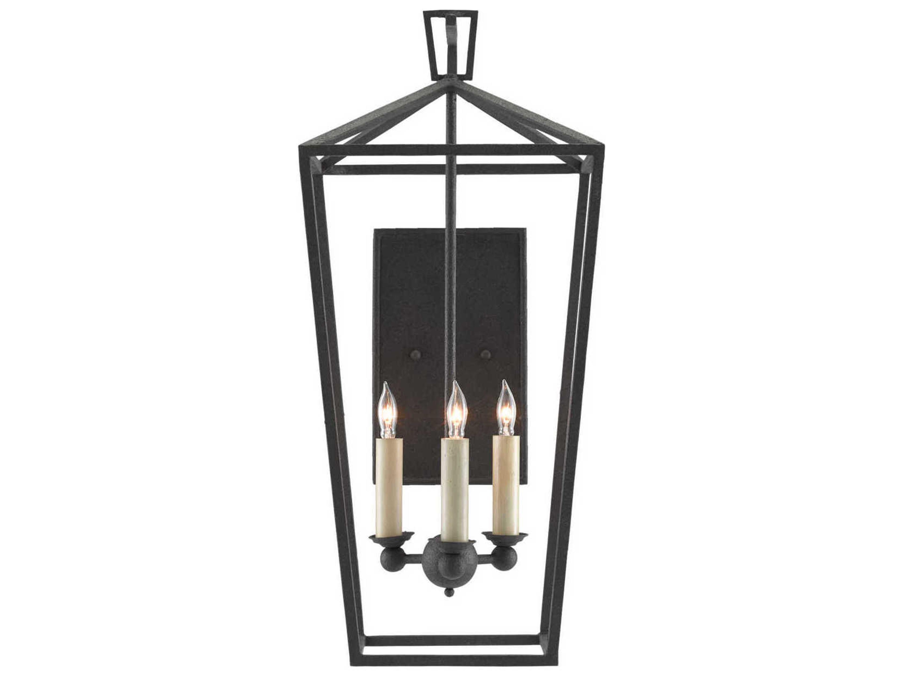 Currey & Company Denison 3-Light Mole Black Wall Sconce