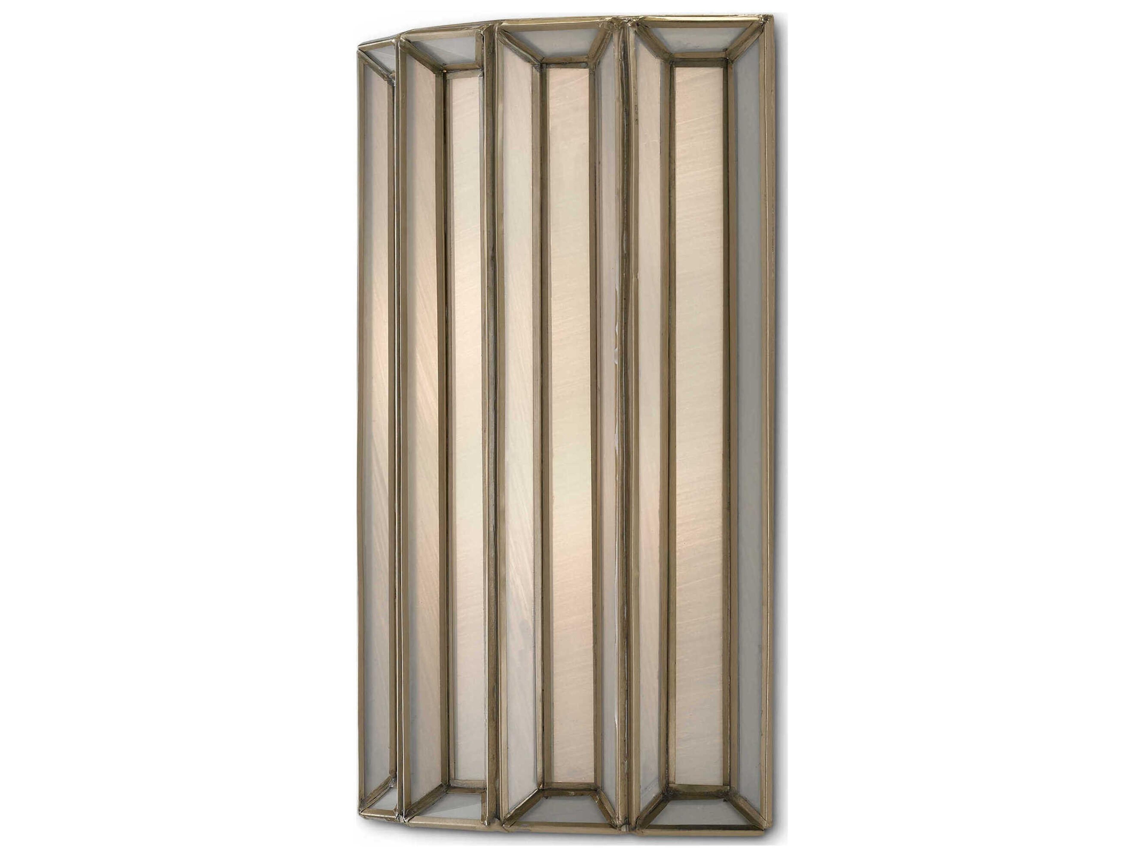 Currey & Company Daze 1-Light Antique Brass White Glass Wall Sconce