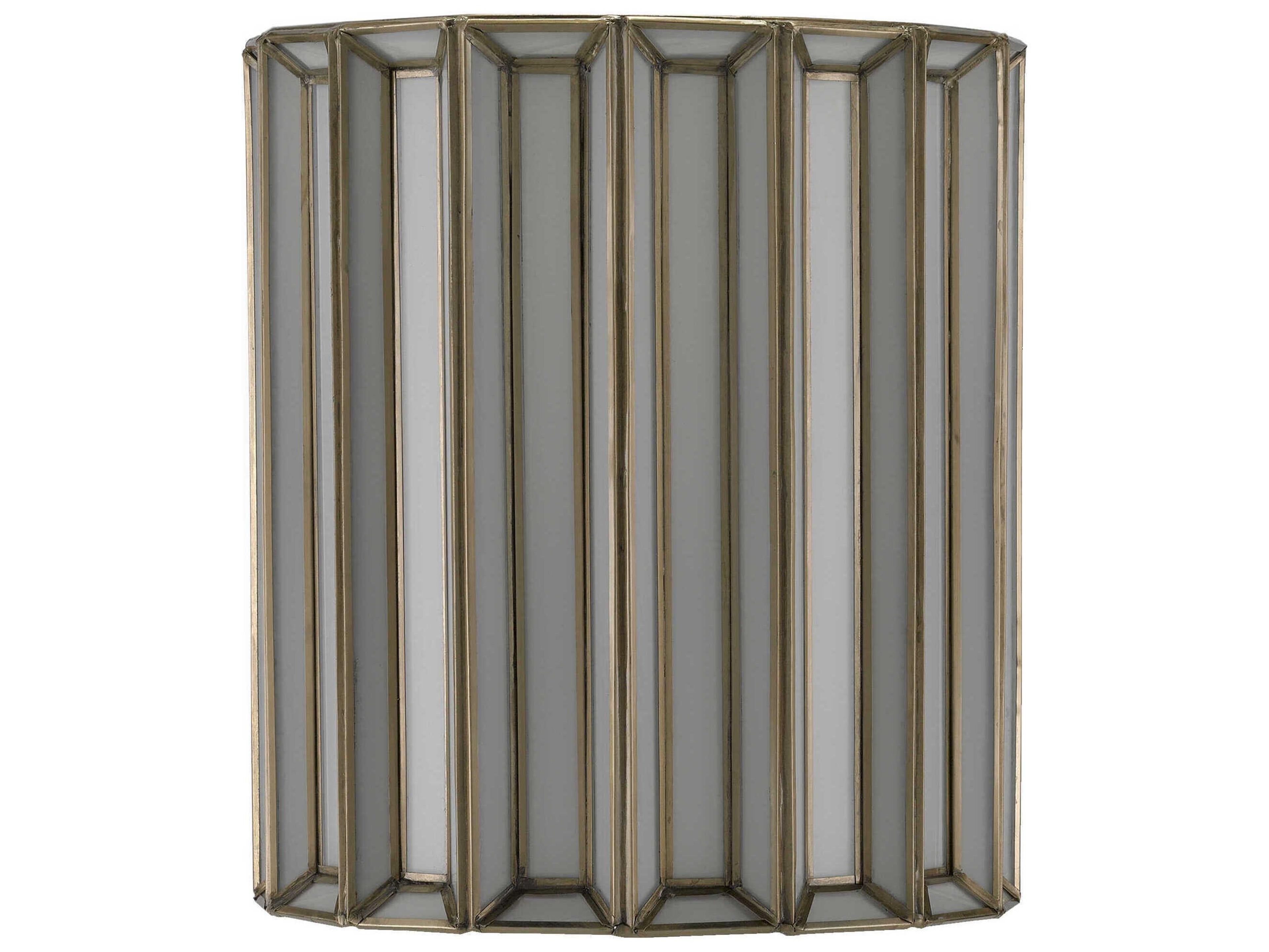 Currey & Company Daze 1-Light Antique Brass White Glass Wall Sconce