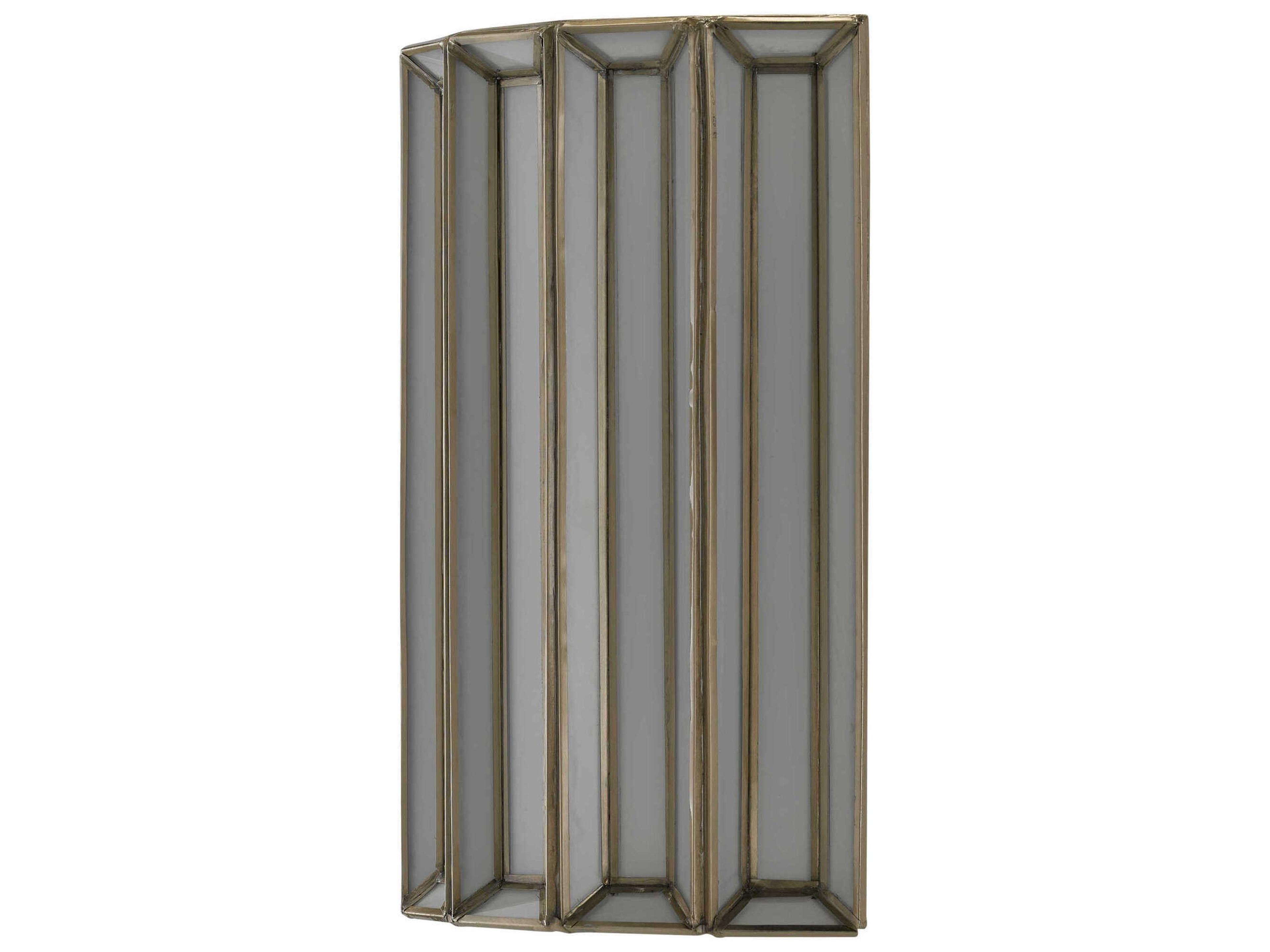 Currey & Company Daze 1-Light Antique Brass White Glass Wall Sconce